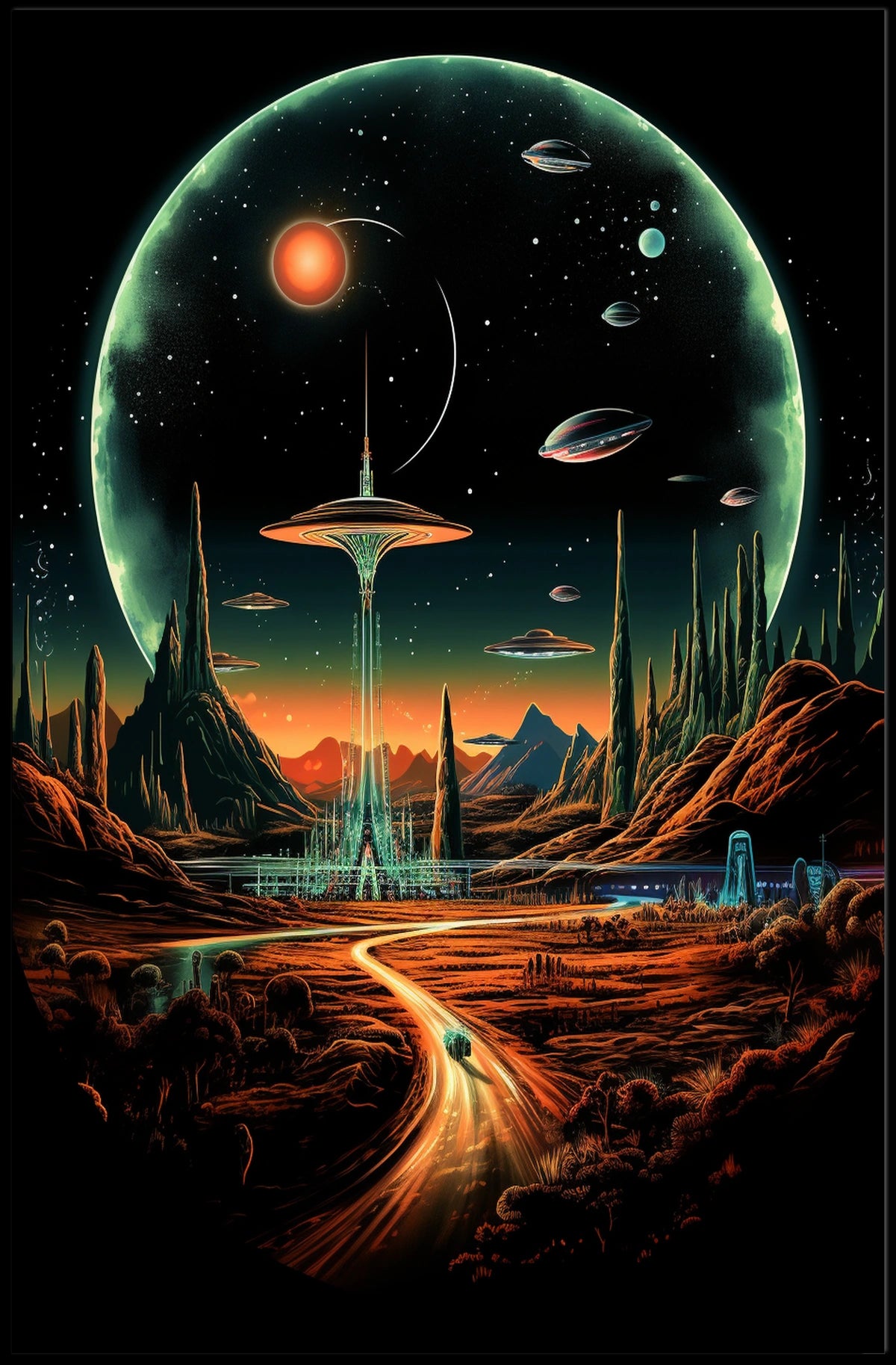 Futuristic Cosmic Landscape Poster