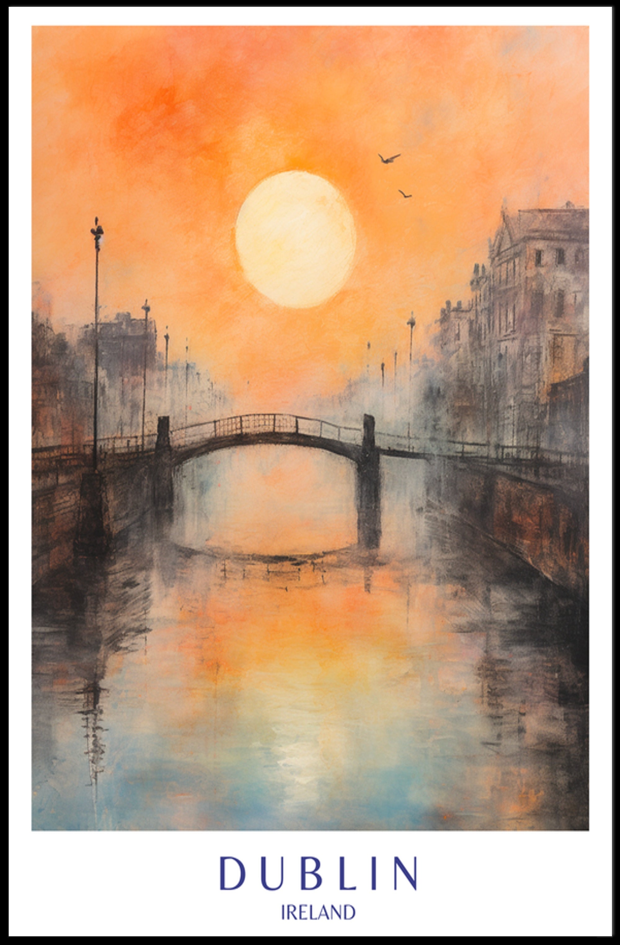 Sunset Over Dublin Bridge Poster PosterGoat