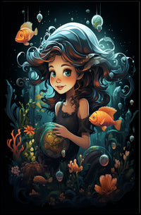 Oceans Whimsy Underwater Adventure Colorful Corals Fantasy Digital Painting Dreamer Poster