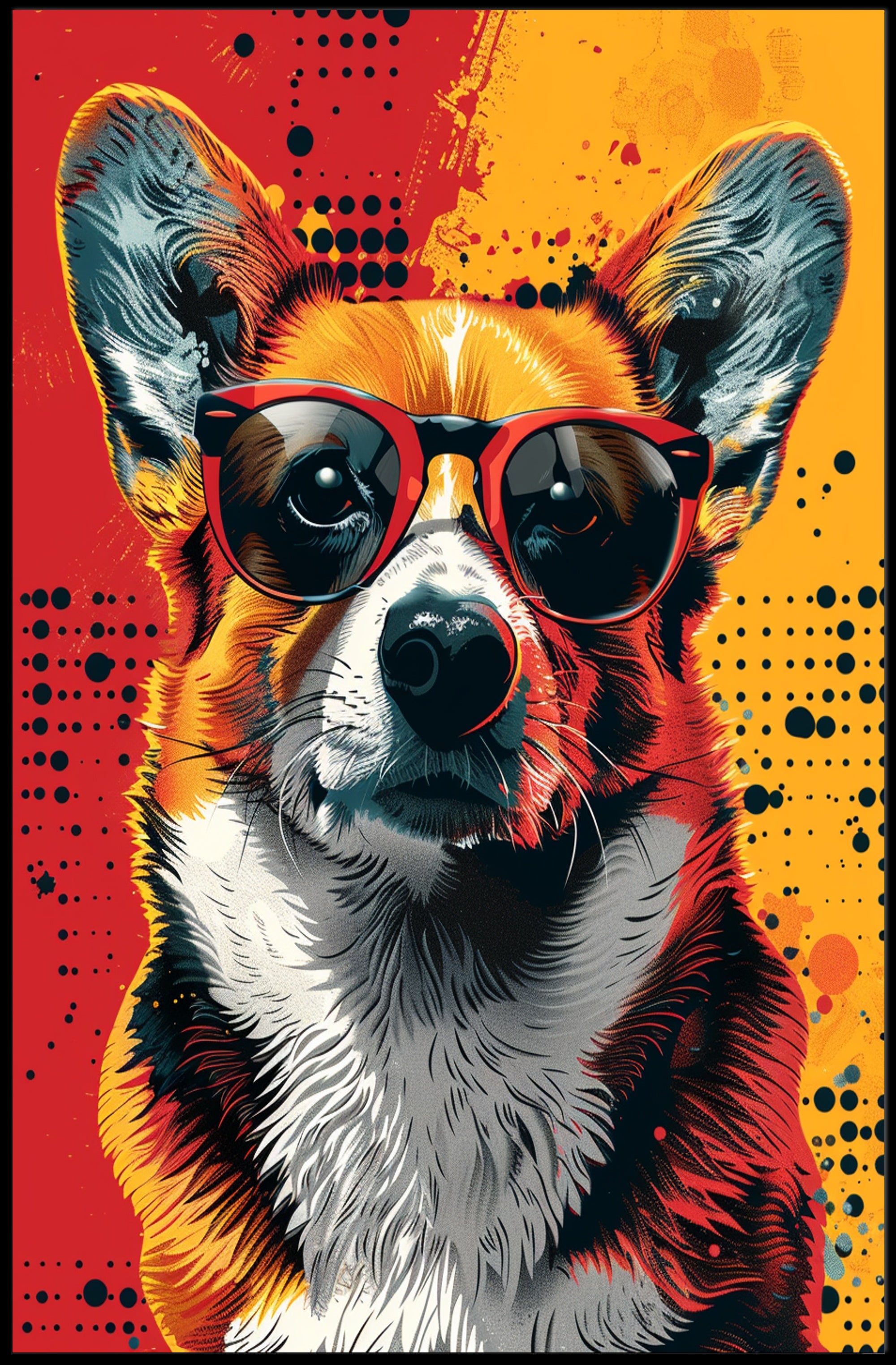 Stylish Corgi Pop Art Vibes Animal Poster PosterGoat