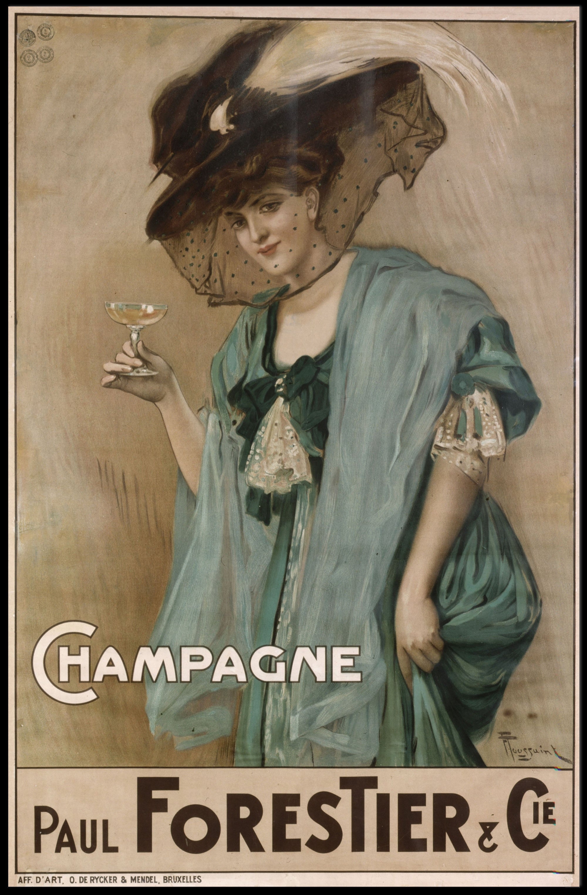 Champagne Elegance Vintage Poster Print