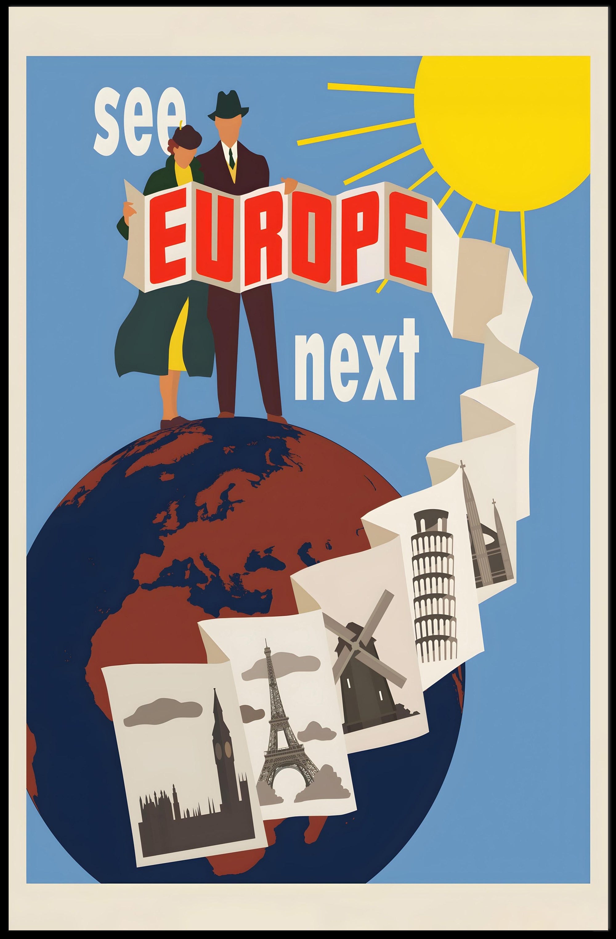 Retro European Adventure Unfolded: Travel Poster