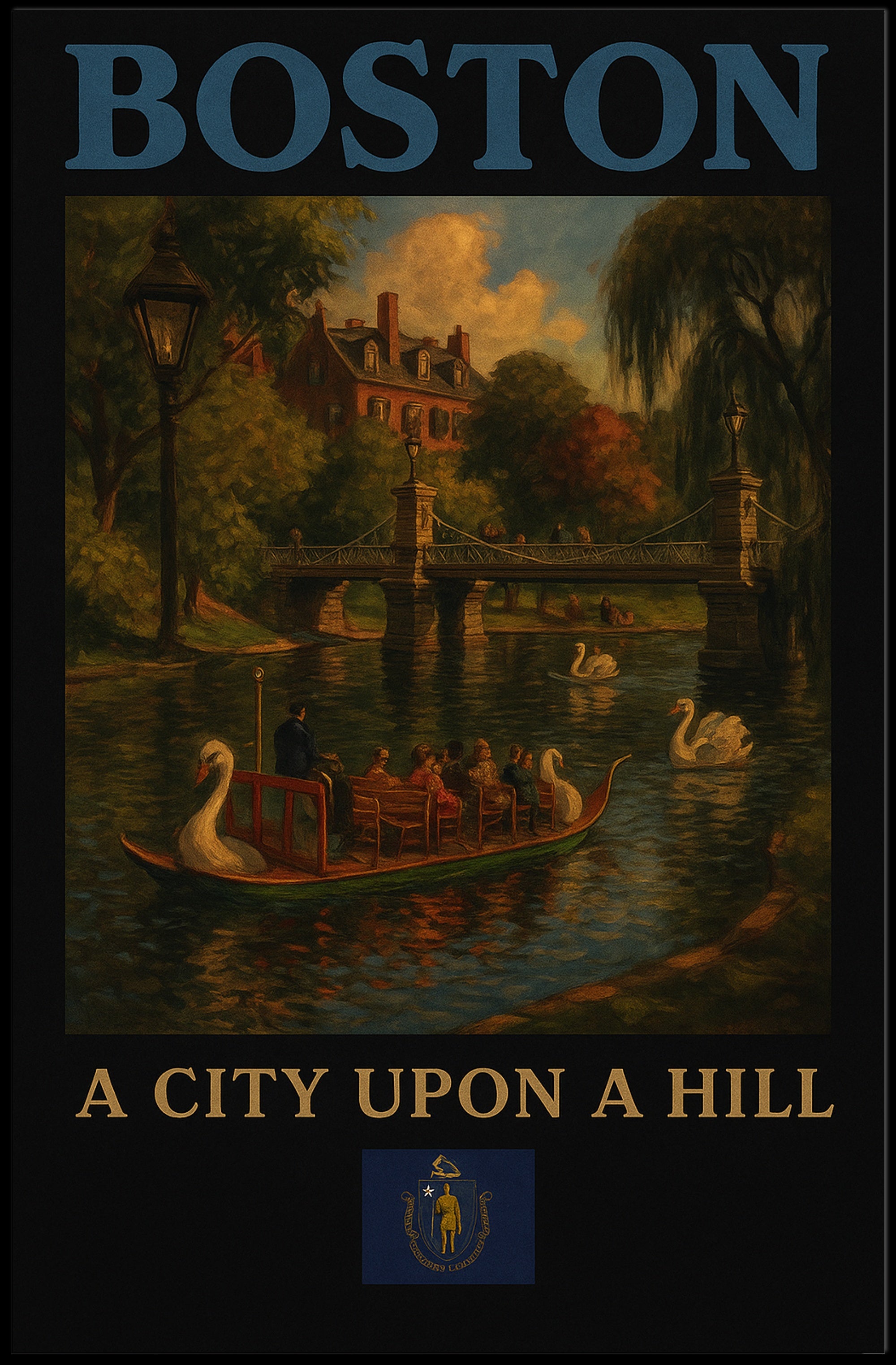 Boston Historical Charm Vintage Travel Poster