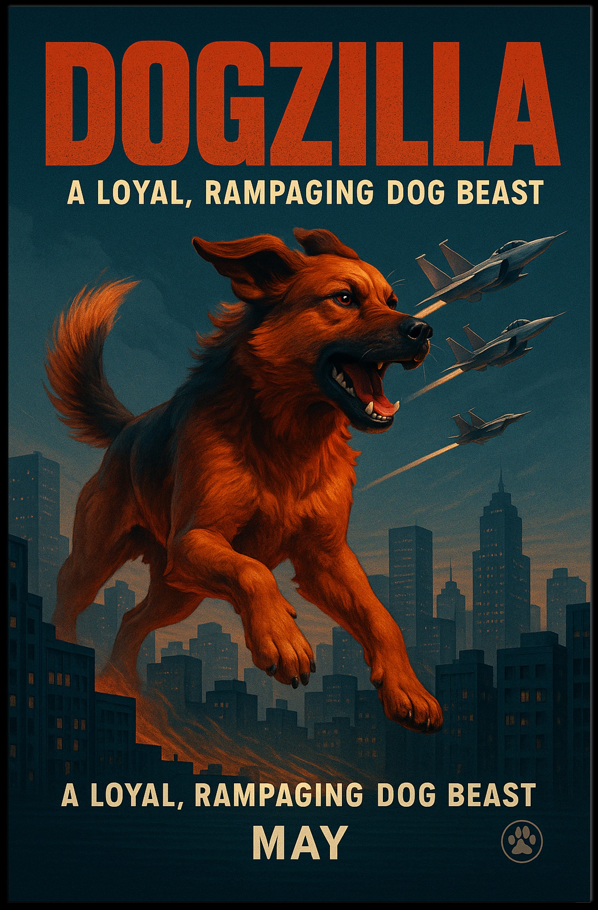 Dogzilla Rampaging Dog Beast Poster PosterGoat