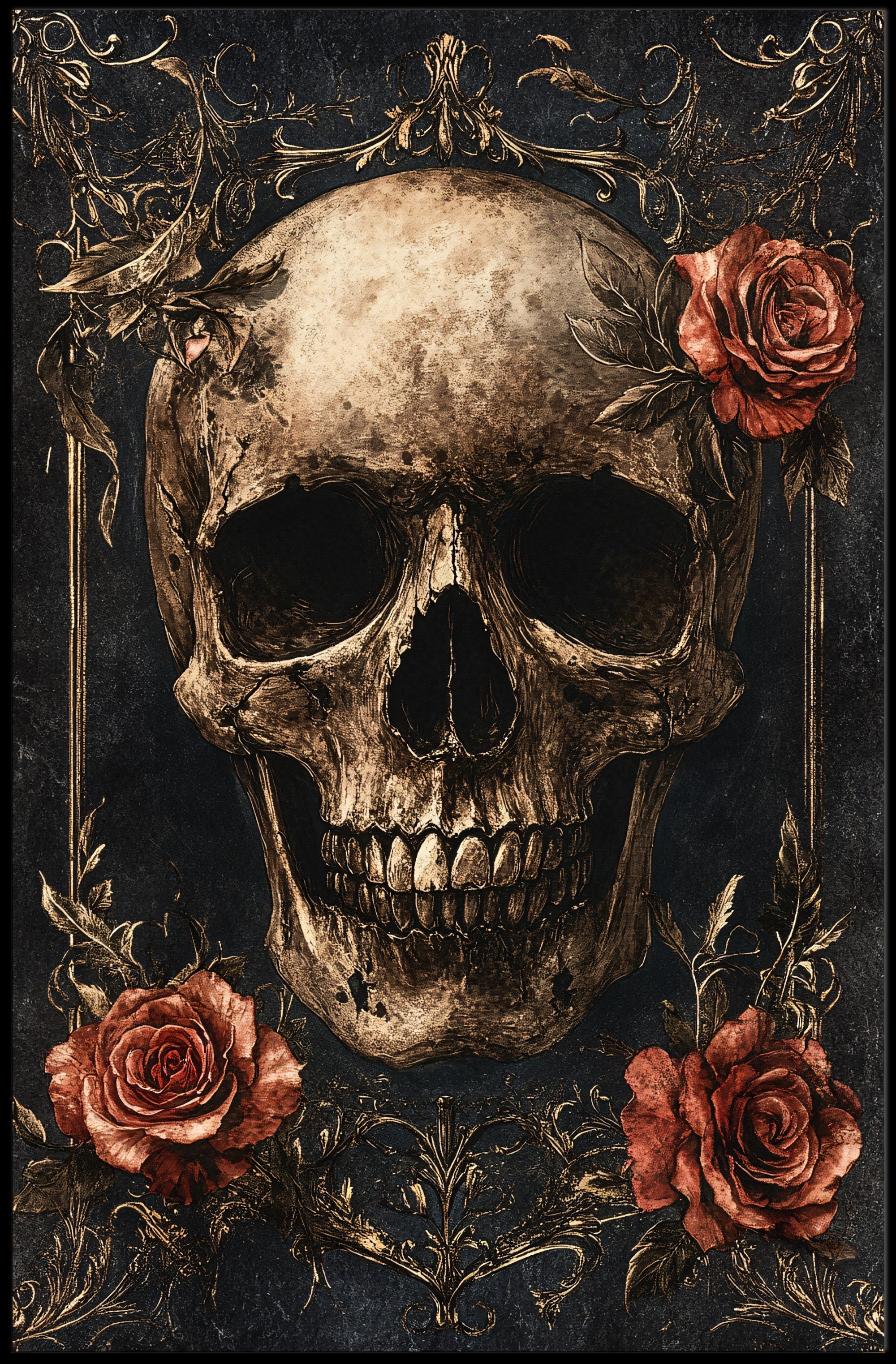 Skull And Roses Poster