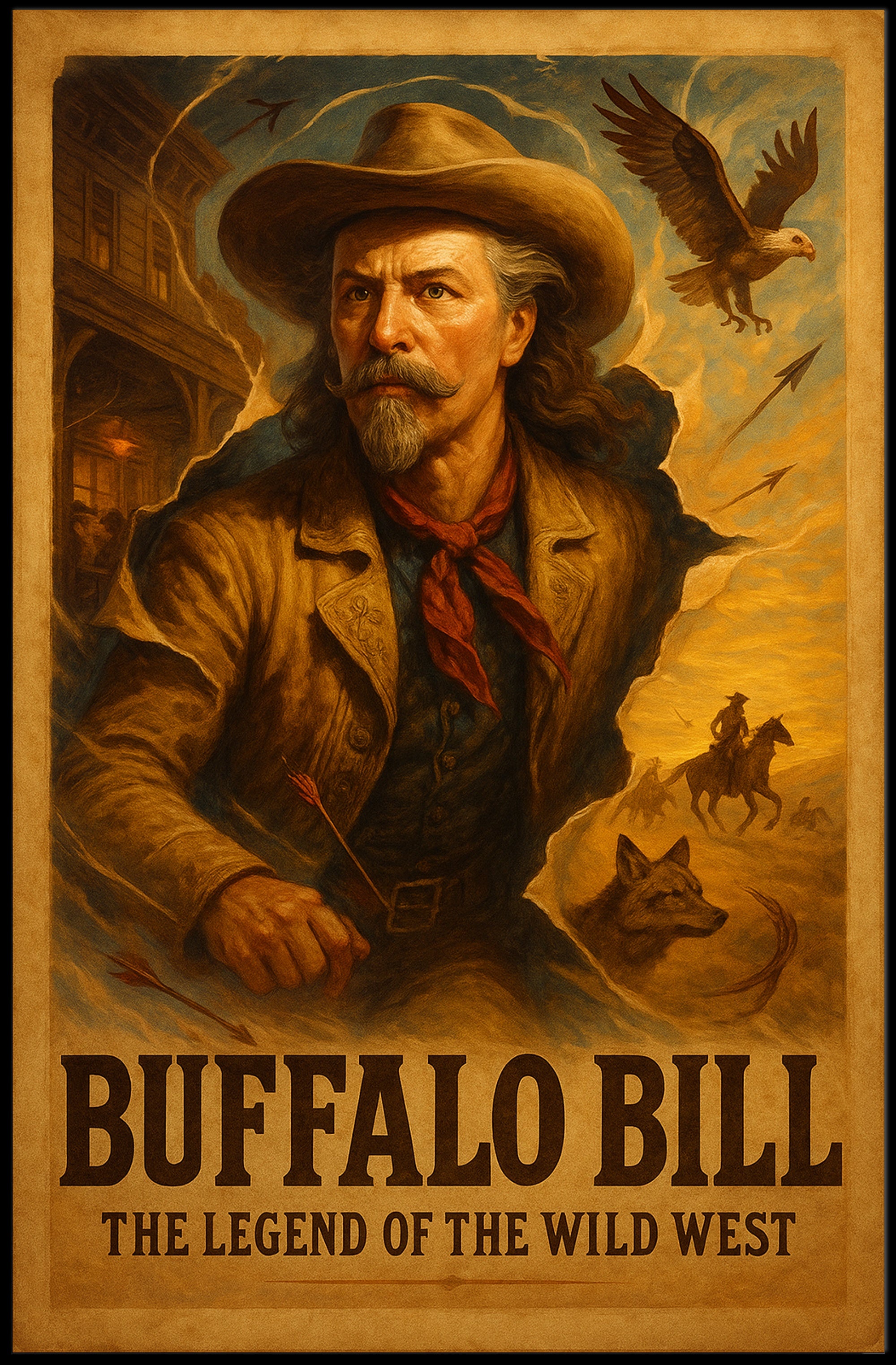 Buffalo Bill Poster Vintage Western Adventure Wall Art
