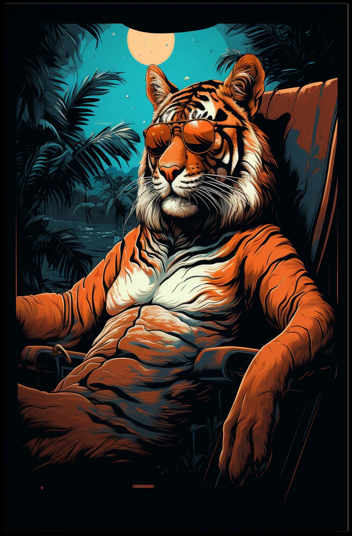 Tiger Majesty Illuminated: Exotic Animal Art Print Poster