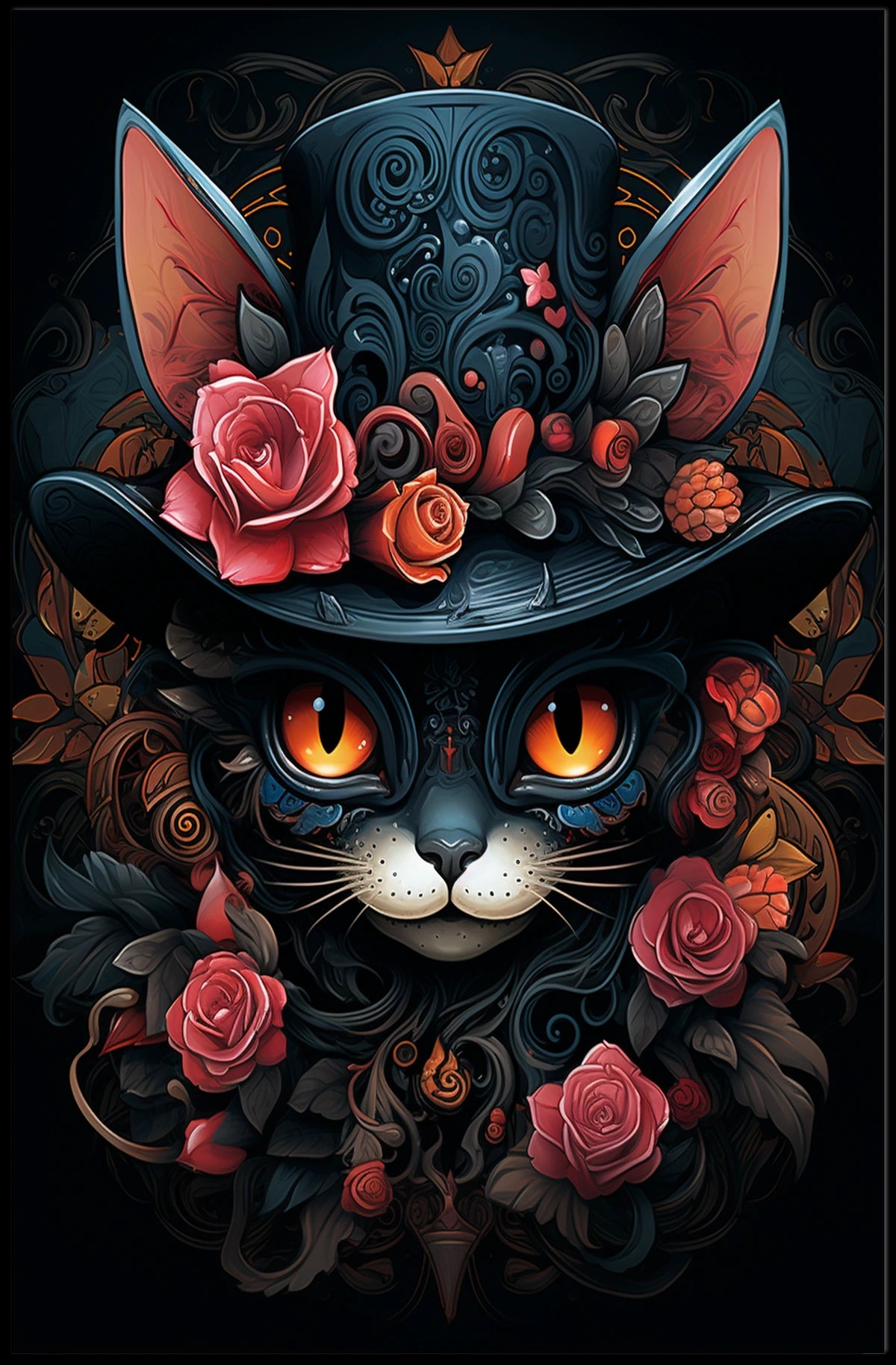 Whimsical Cat with Top Hat Fantasy or Mythology Poster