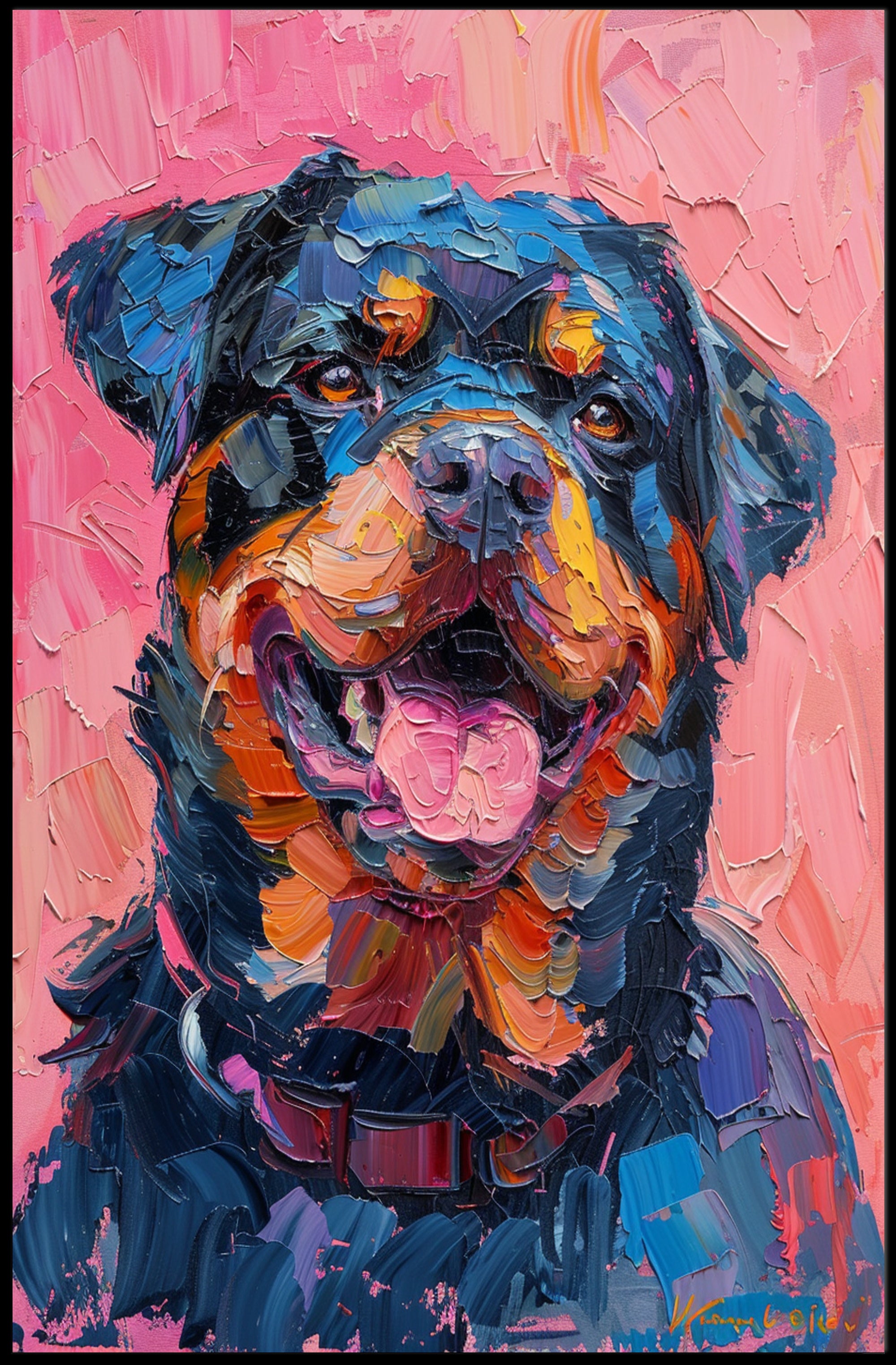 Rottweiler Impressionist Masterpiece: Vibrant Dog Breed Poster PosterGoat