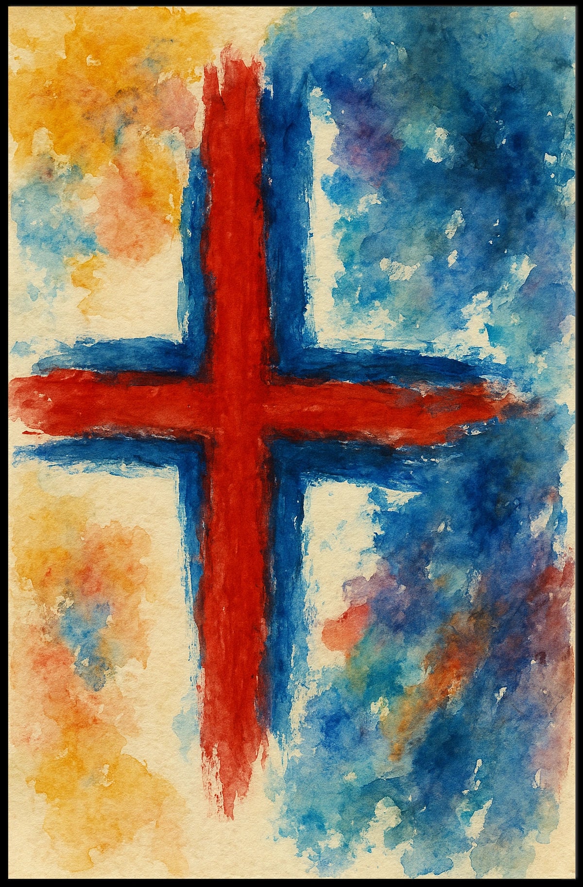 Abstract Watercolor Cross Abstract Poster