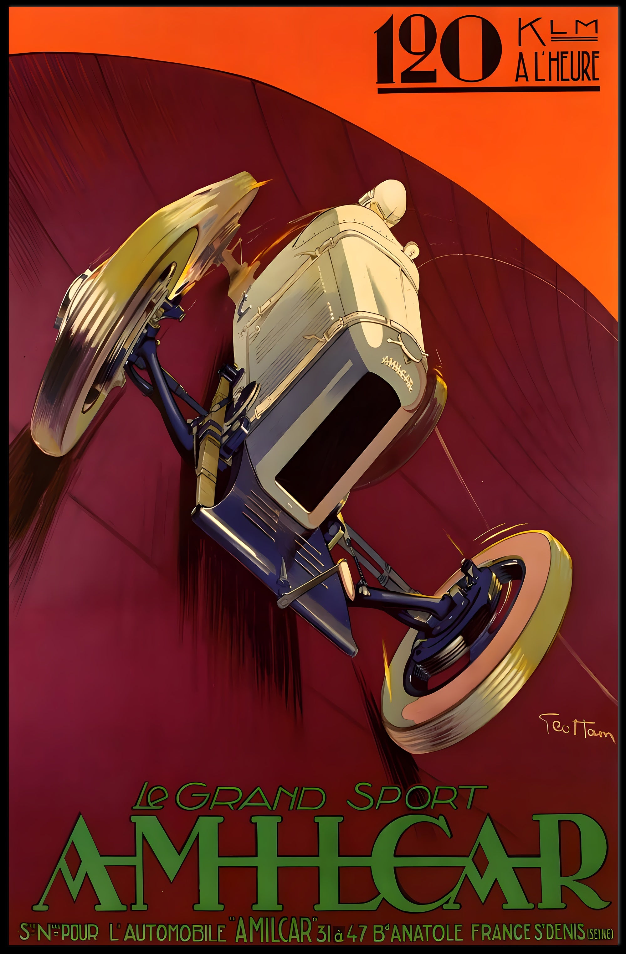 Vintage Amilcar Racing Poster