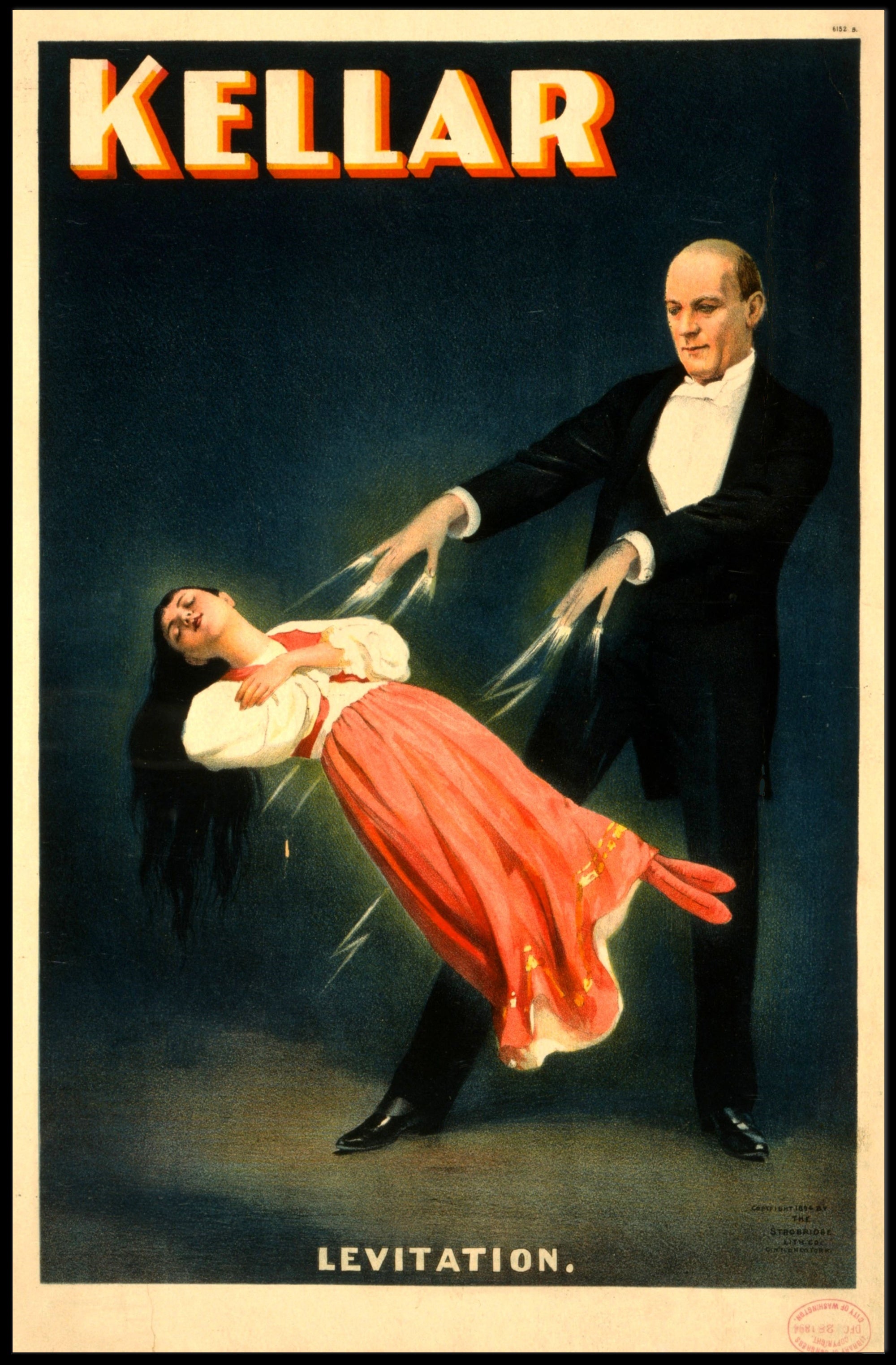 Vintage Levitating Magician Magic Show Historical Poster