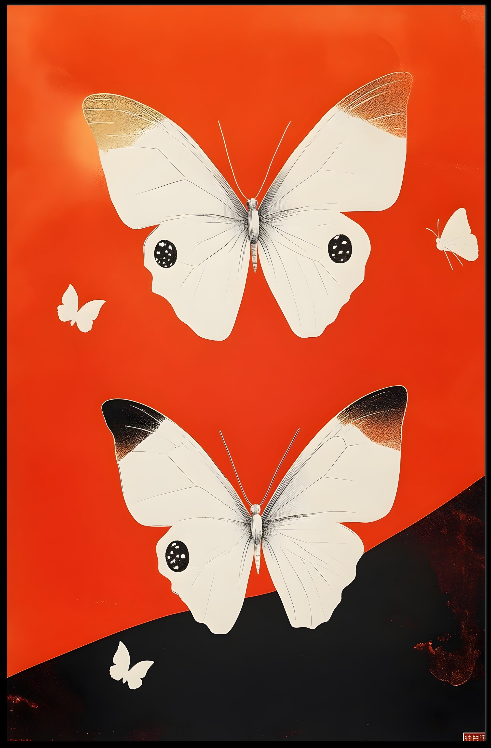 Butterflies High Contrast Poster Art Print