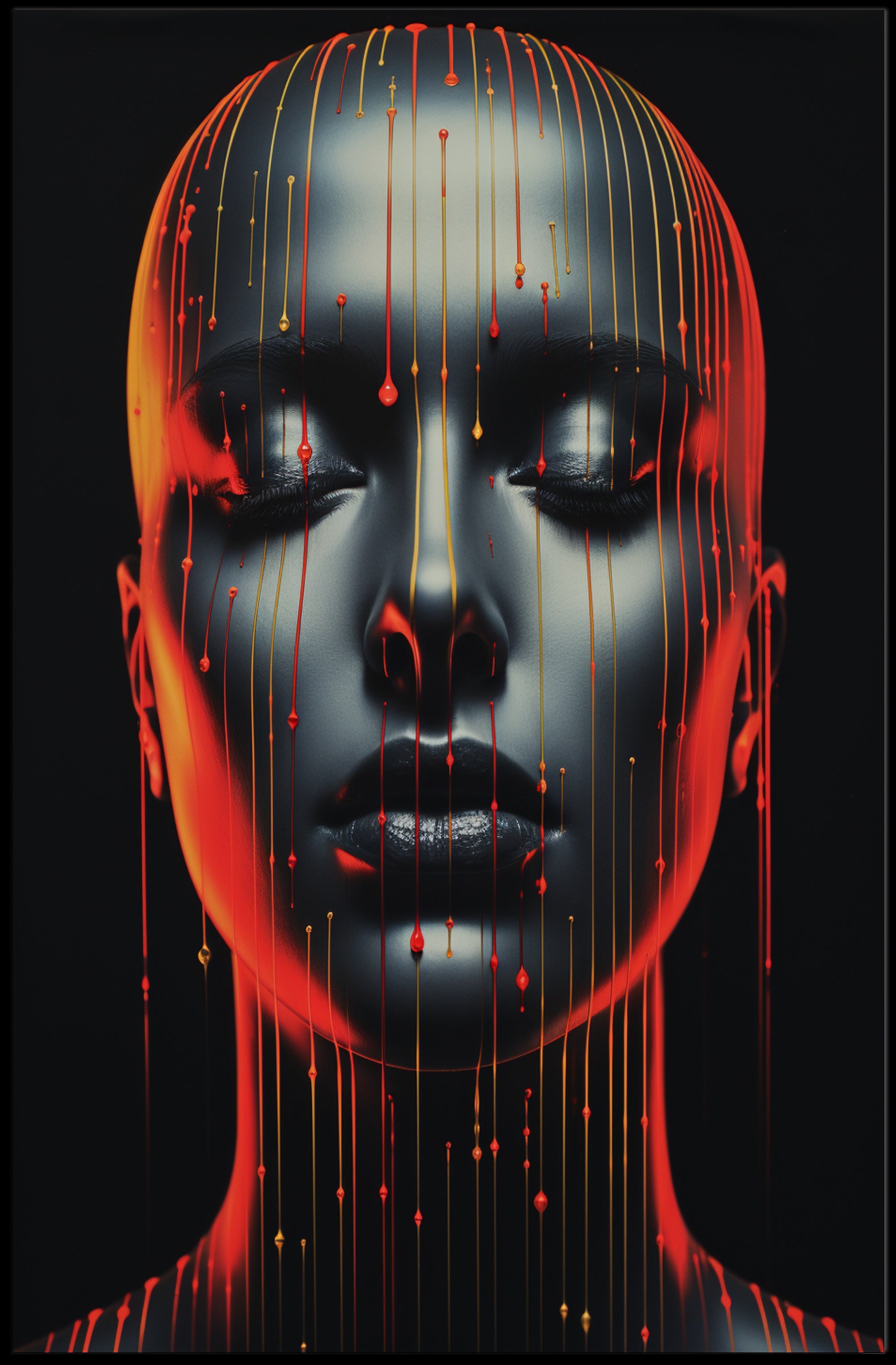 Dripping Colors A Futuristic Portrait Poster