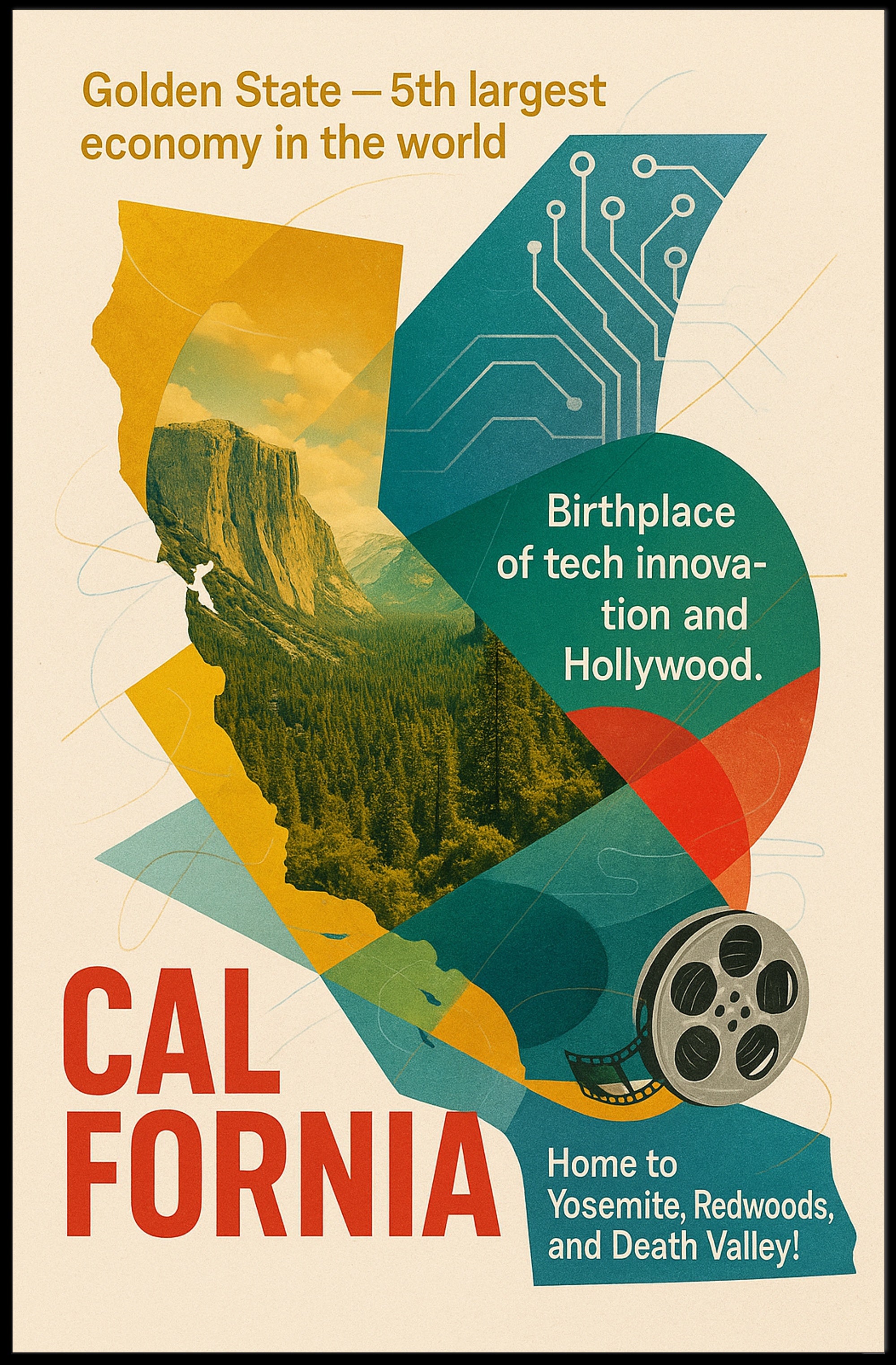 California Golden State Wall Art Print PosterGoat