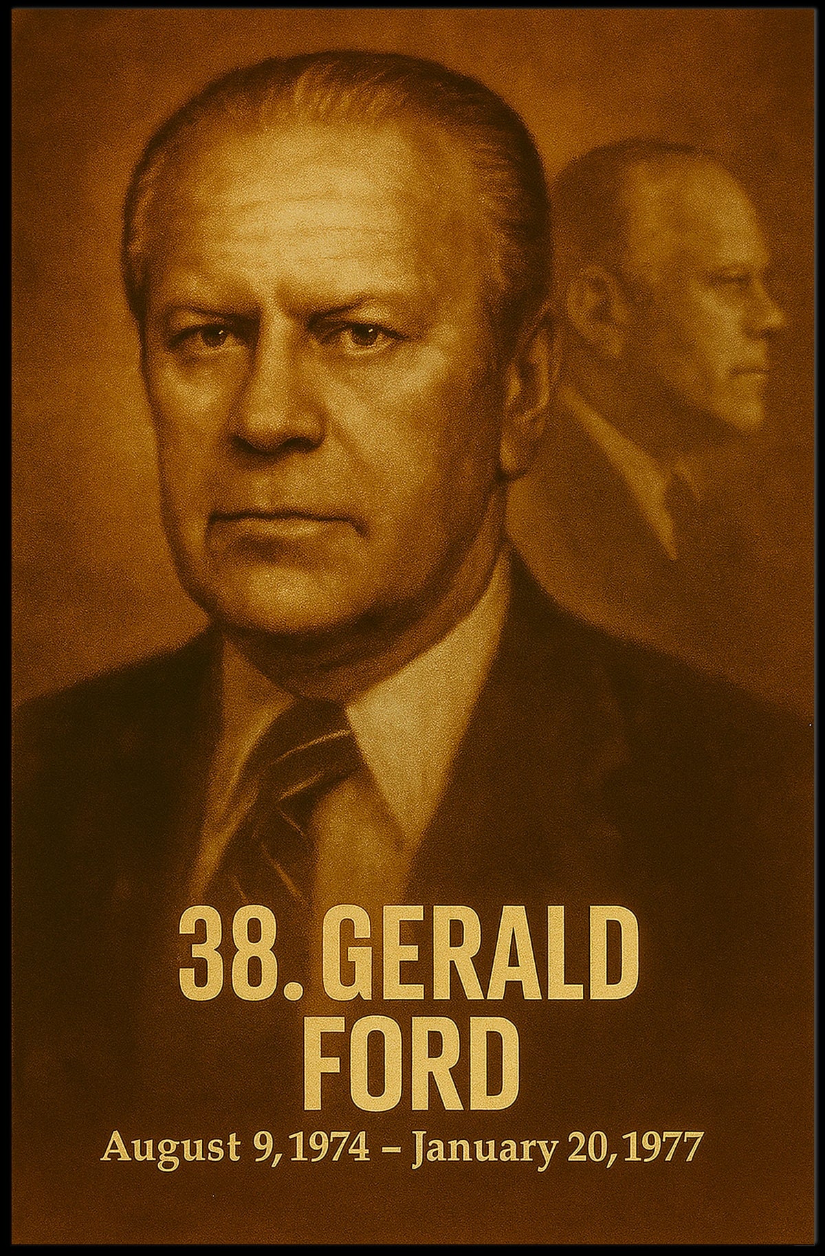 Gerald Ford Poster Vintage Analog Film Aesthetic Presidential Portrait Wall Art Historical Print