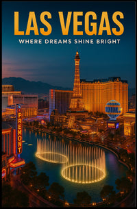 Las Vegas Neon Skyline Poster For Living Room Decor