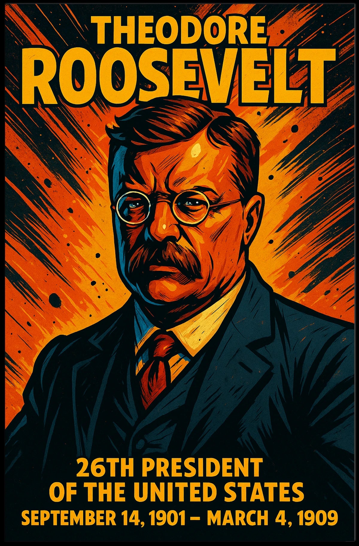 Theodore Roosevelt 26th President Poster Wall Art Decor