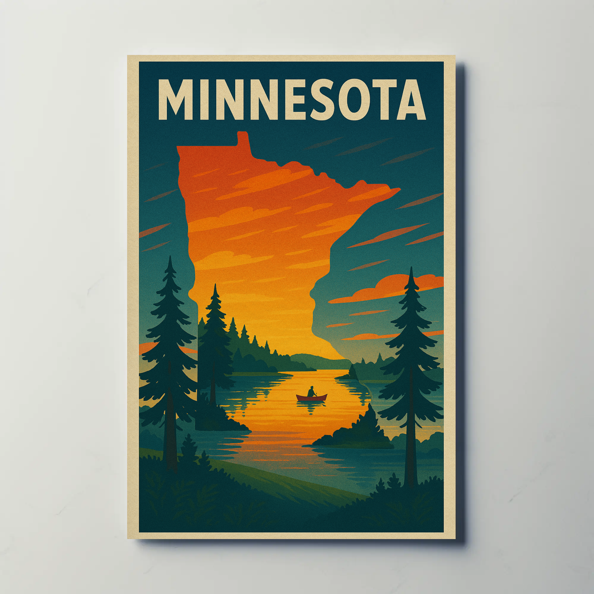Vintage Minnesota Nature Adventure Travel Poster