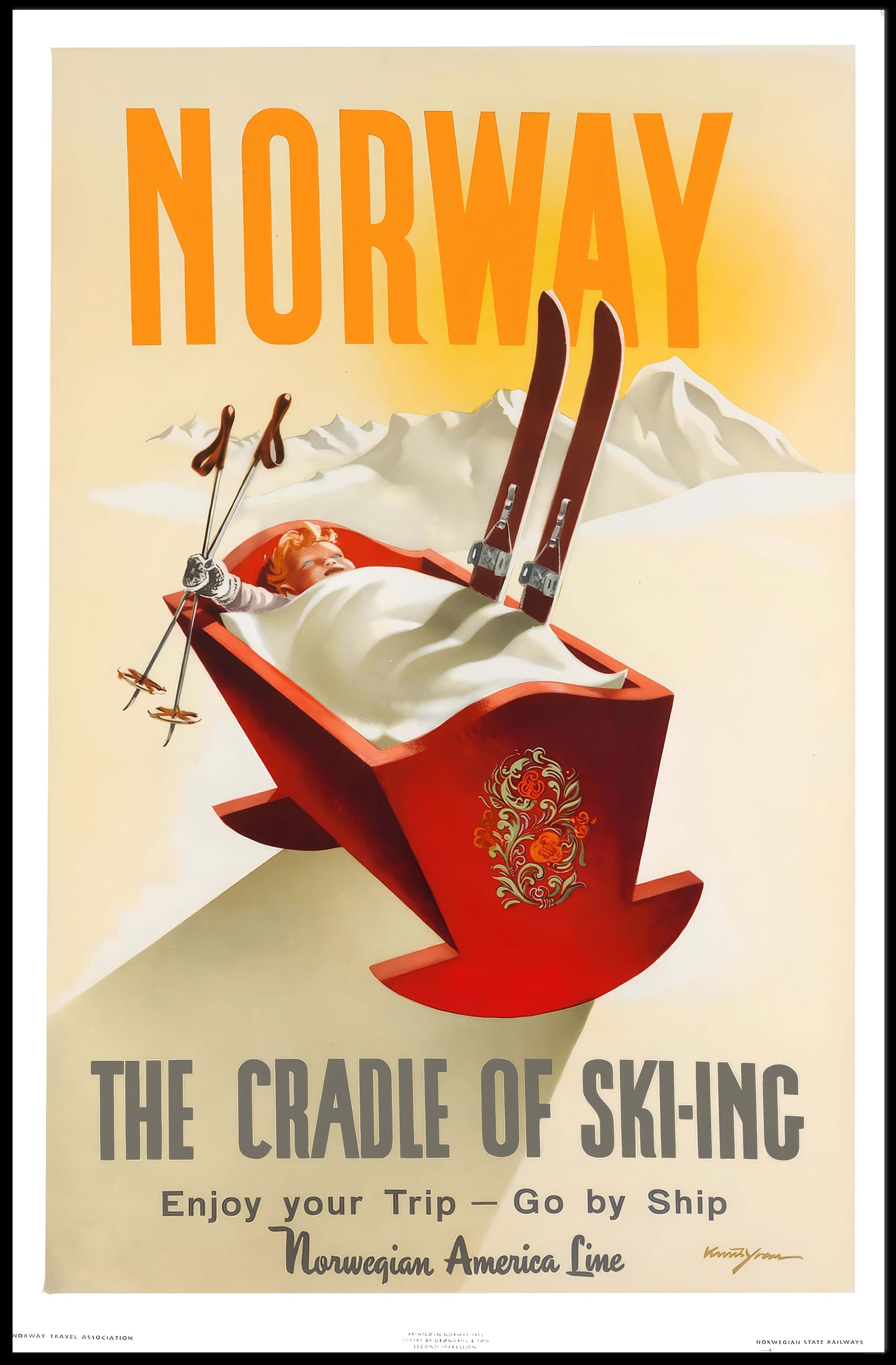 Norway Ski Adventure Vintage Travel Poster PosterGoat