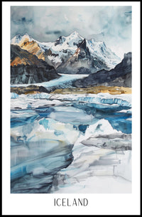 Icelandic Icy Mountains Abstract Artistic Poster PosterGoat