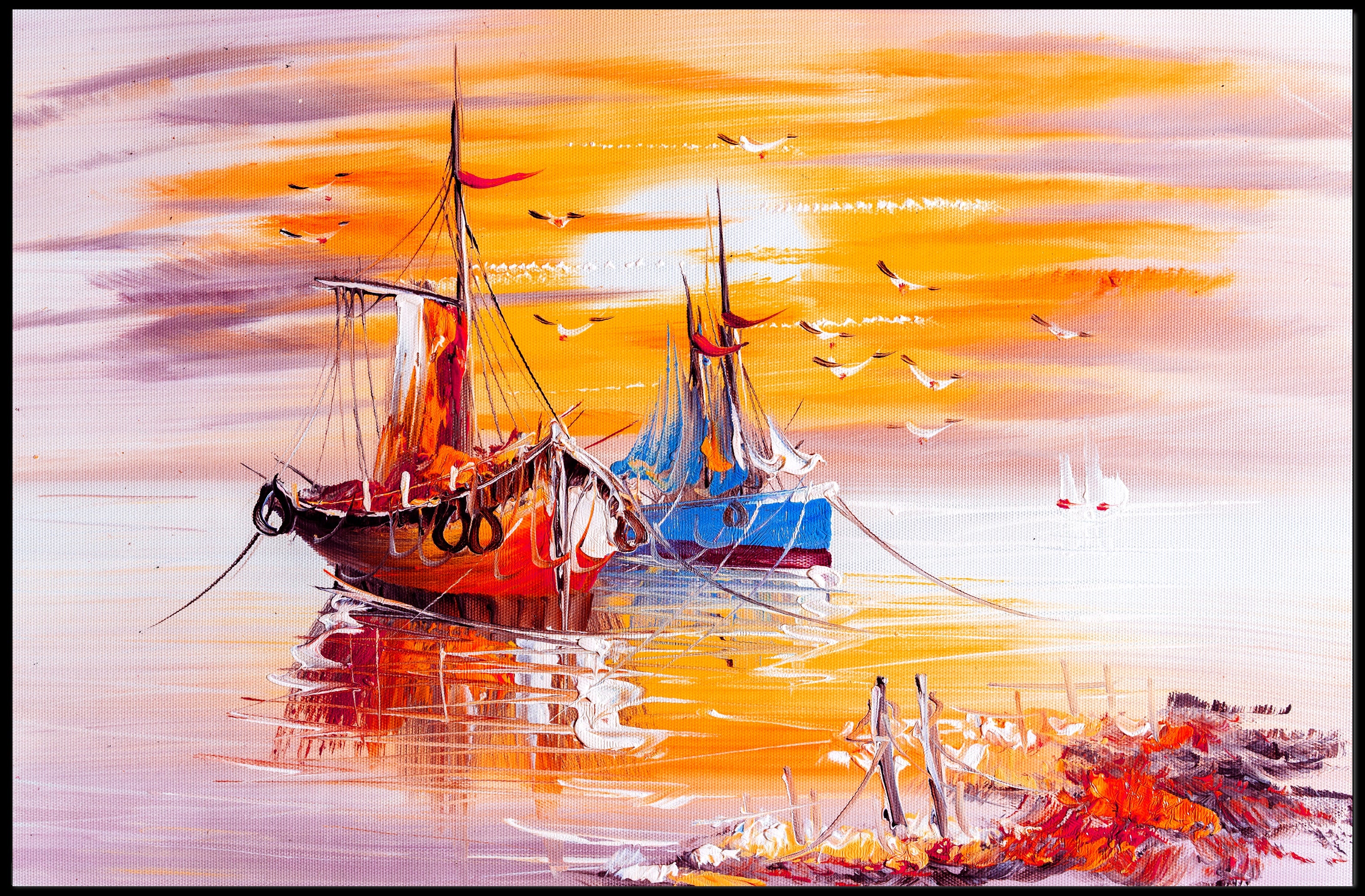 Tranquil Harbor at Sunset Poster