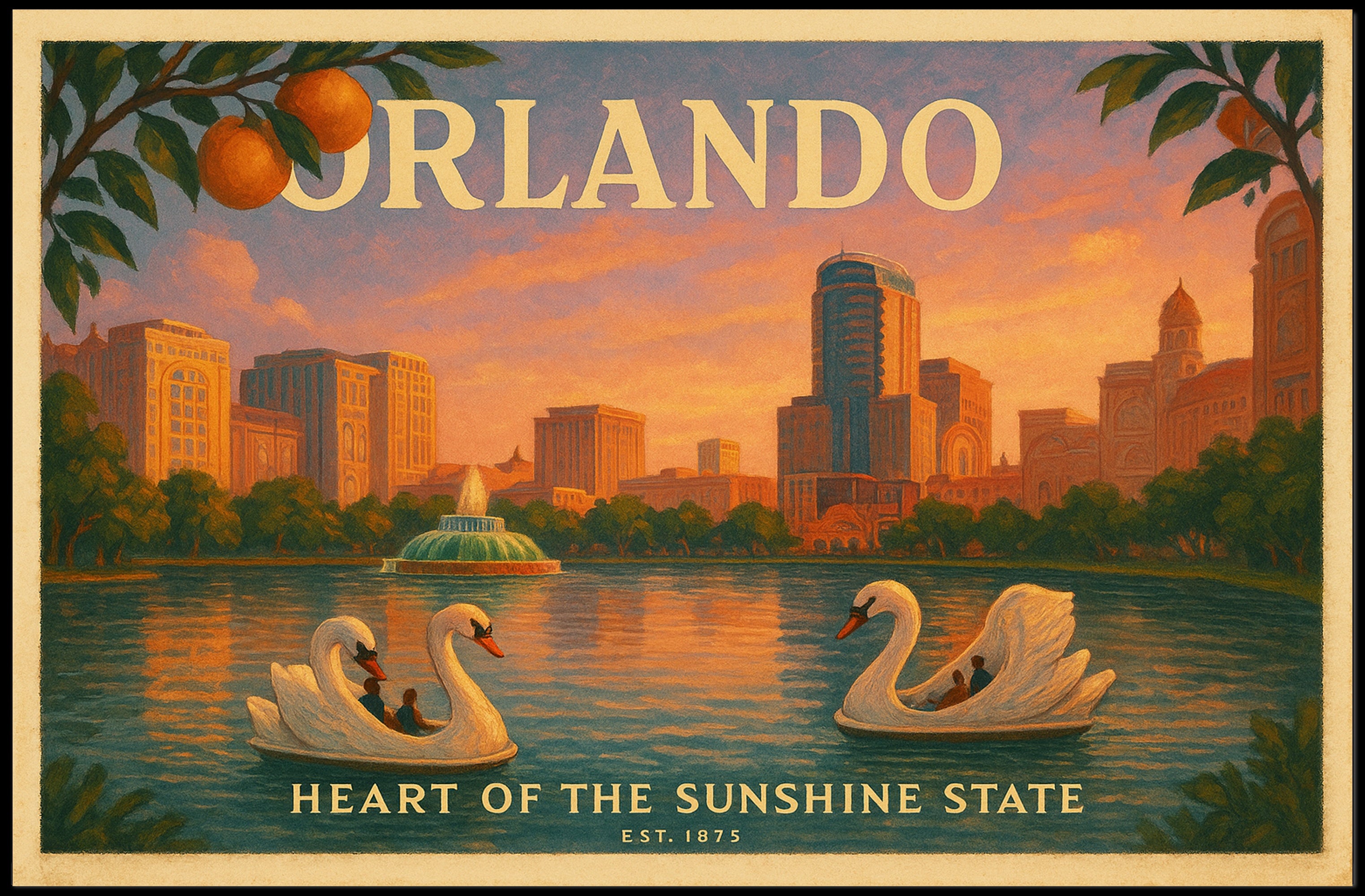 Orlando Travel Poster Heart of the Sunshine State