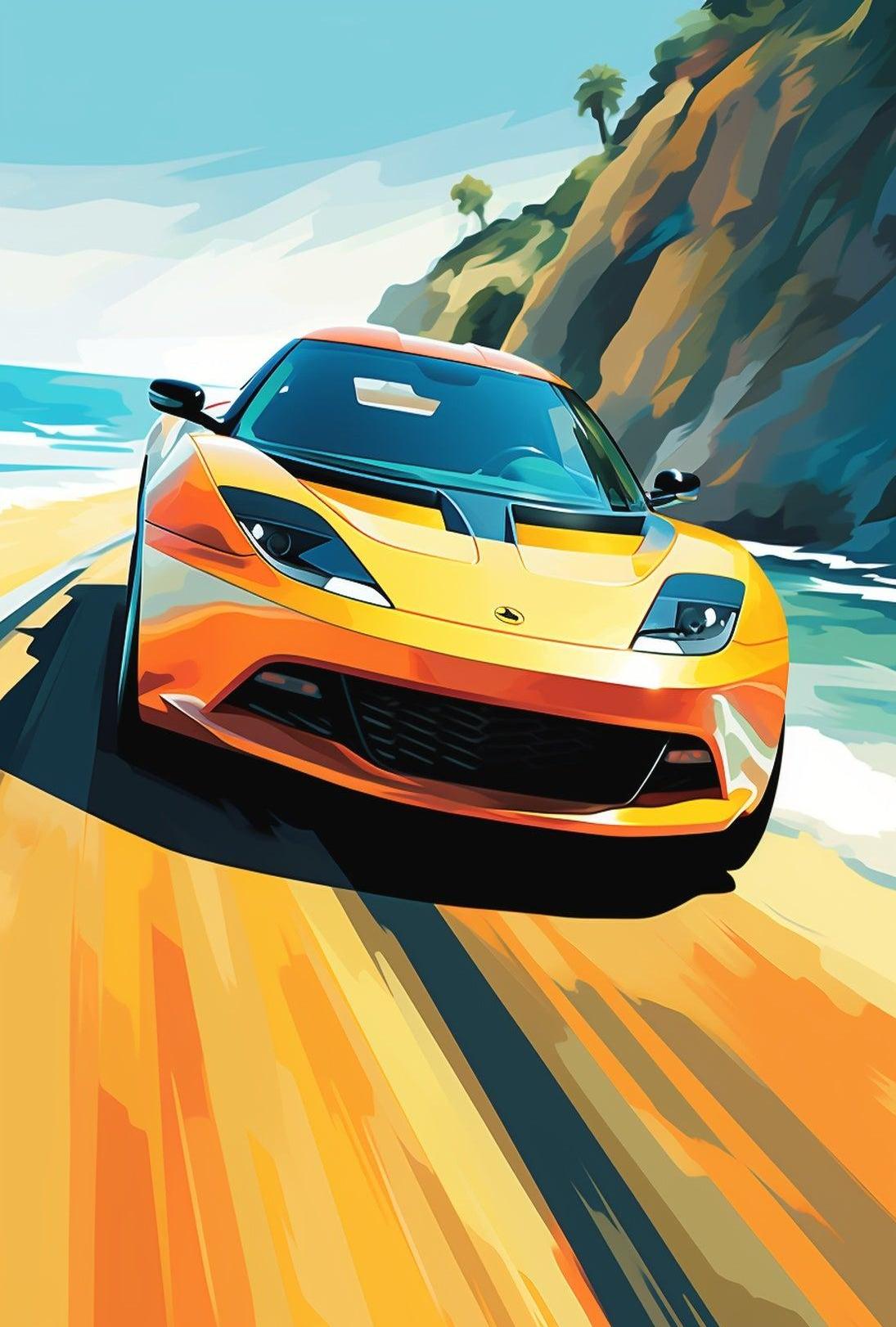 Speed and Freedom on Coastal Road Sports Poster