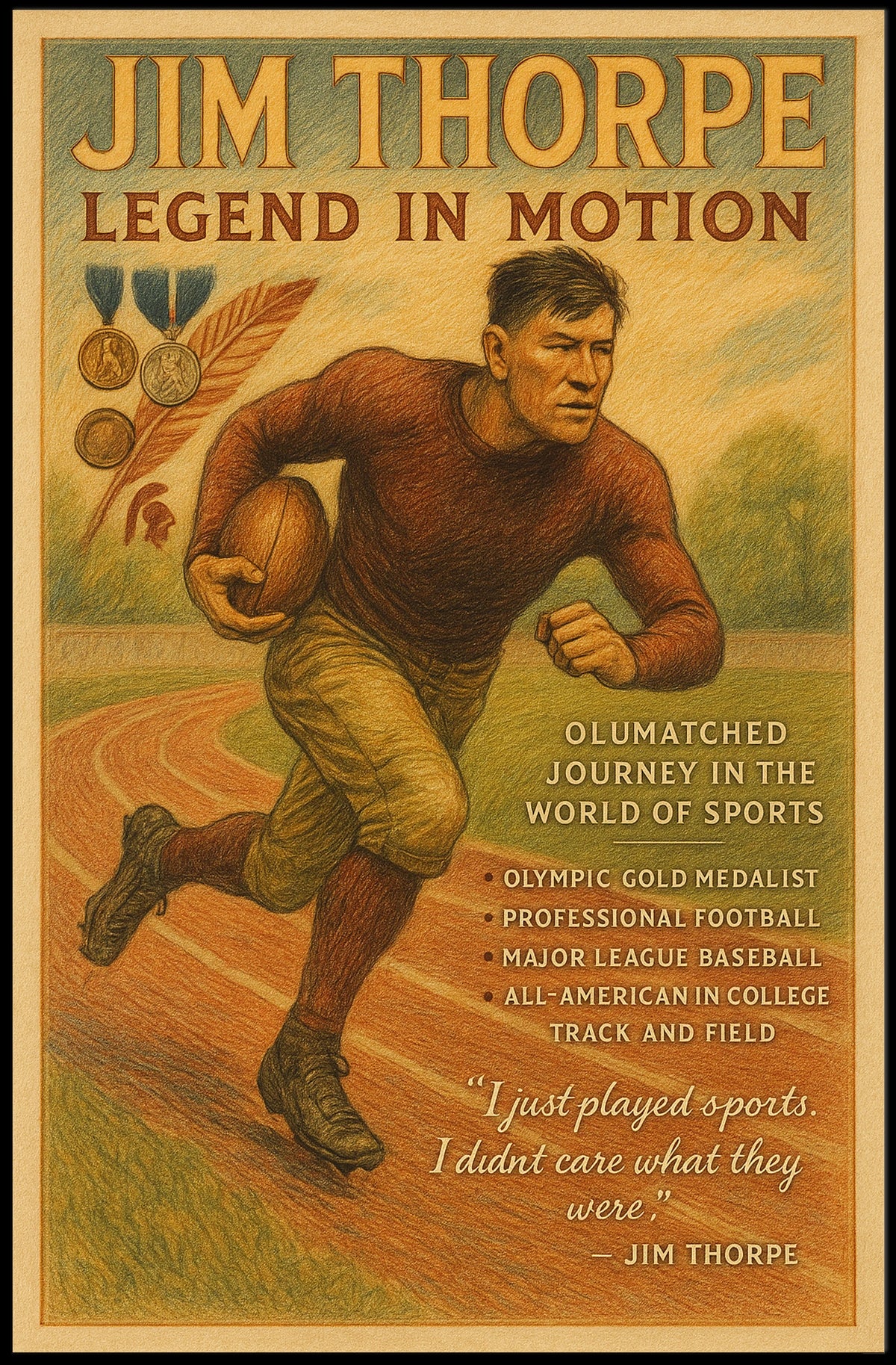 Legend in Motion The Unmatched Journey of a Sports Icon Jim Thorpe Poster