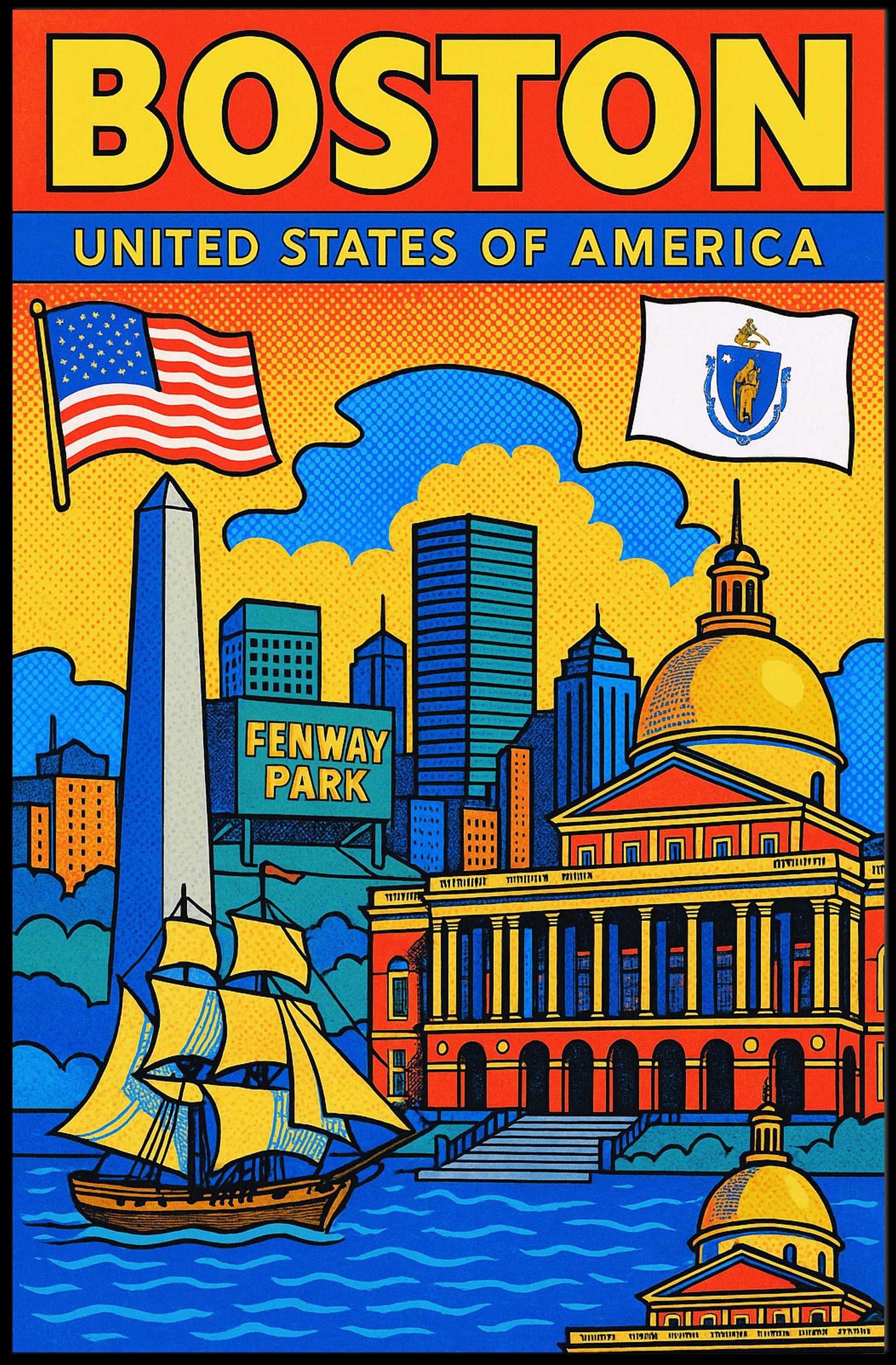 Boston Iconic Landmarks Poster PosterGoat