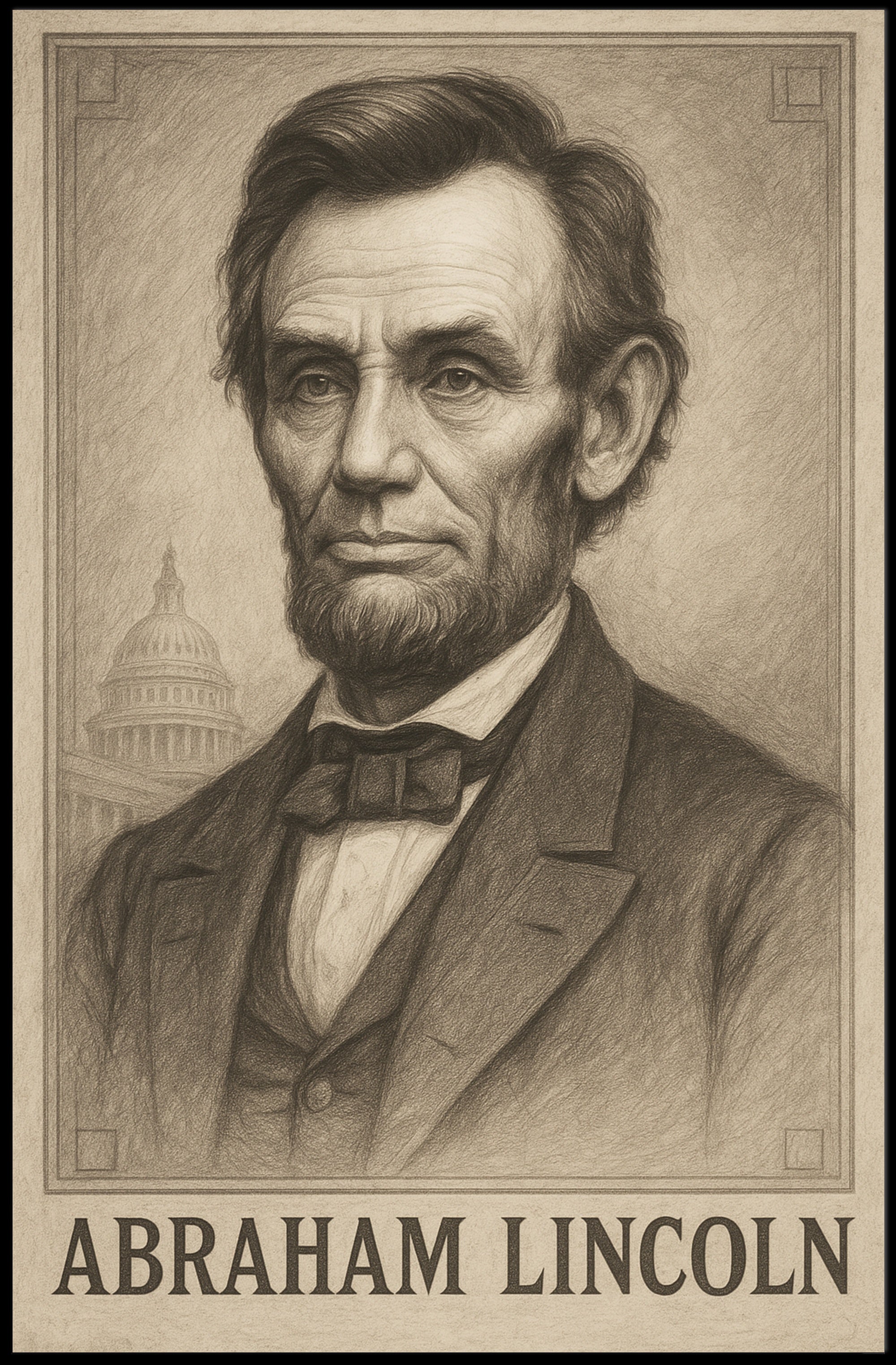 Abraham Lincoln Vintage Art Historical or Presidential Poster PosterGoat