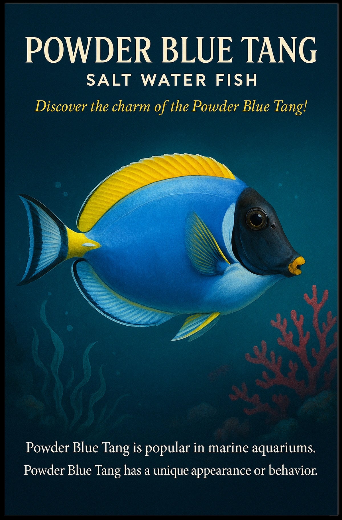Powder Blue Tang Salt Water Fish Poster