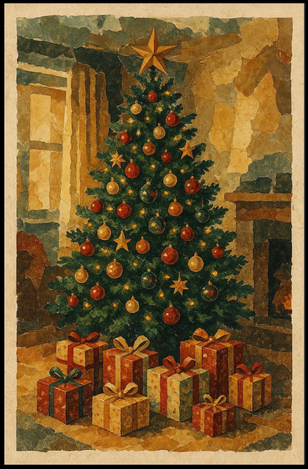 Classic Christmas Scene Poster