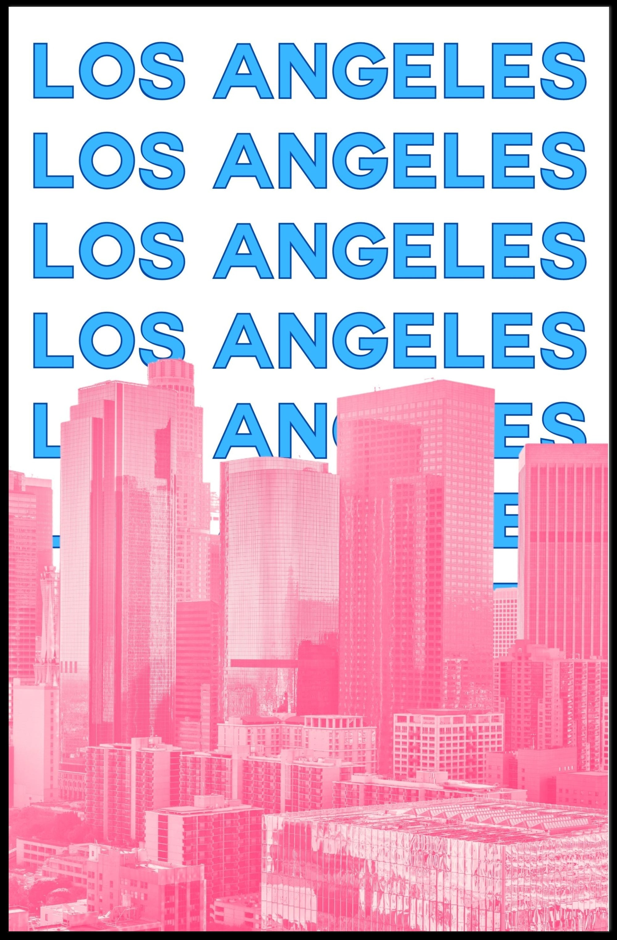 Los Angeles Skyline Repeated Text Dynamic Travel Poster PosterGoat