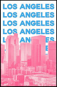 Los Angeles Skyline Repeated Text Dynamic Travel Poster PosterGoat