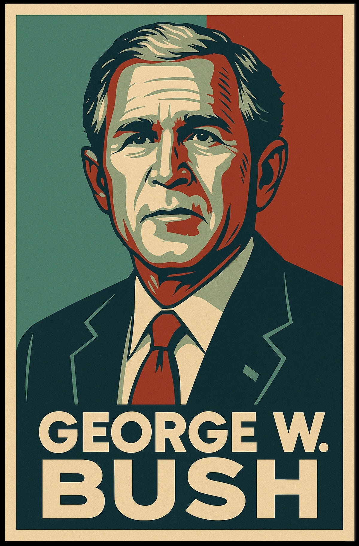 George W Bush Portrait Patriot Photography Realism Poster