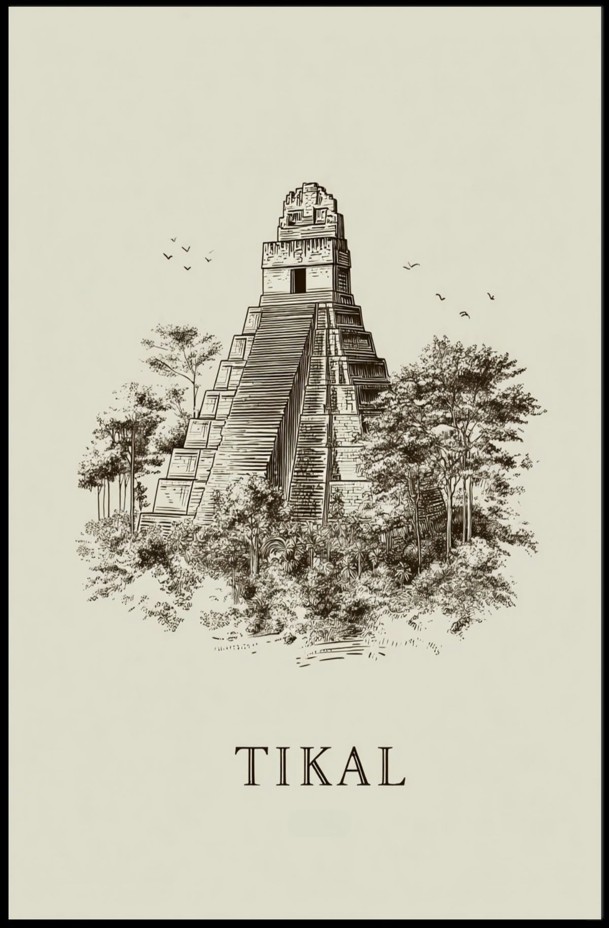 Tikal Ancient Mayan City Poster