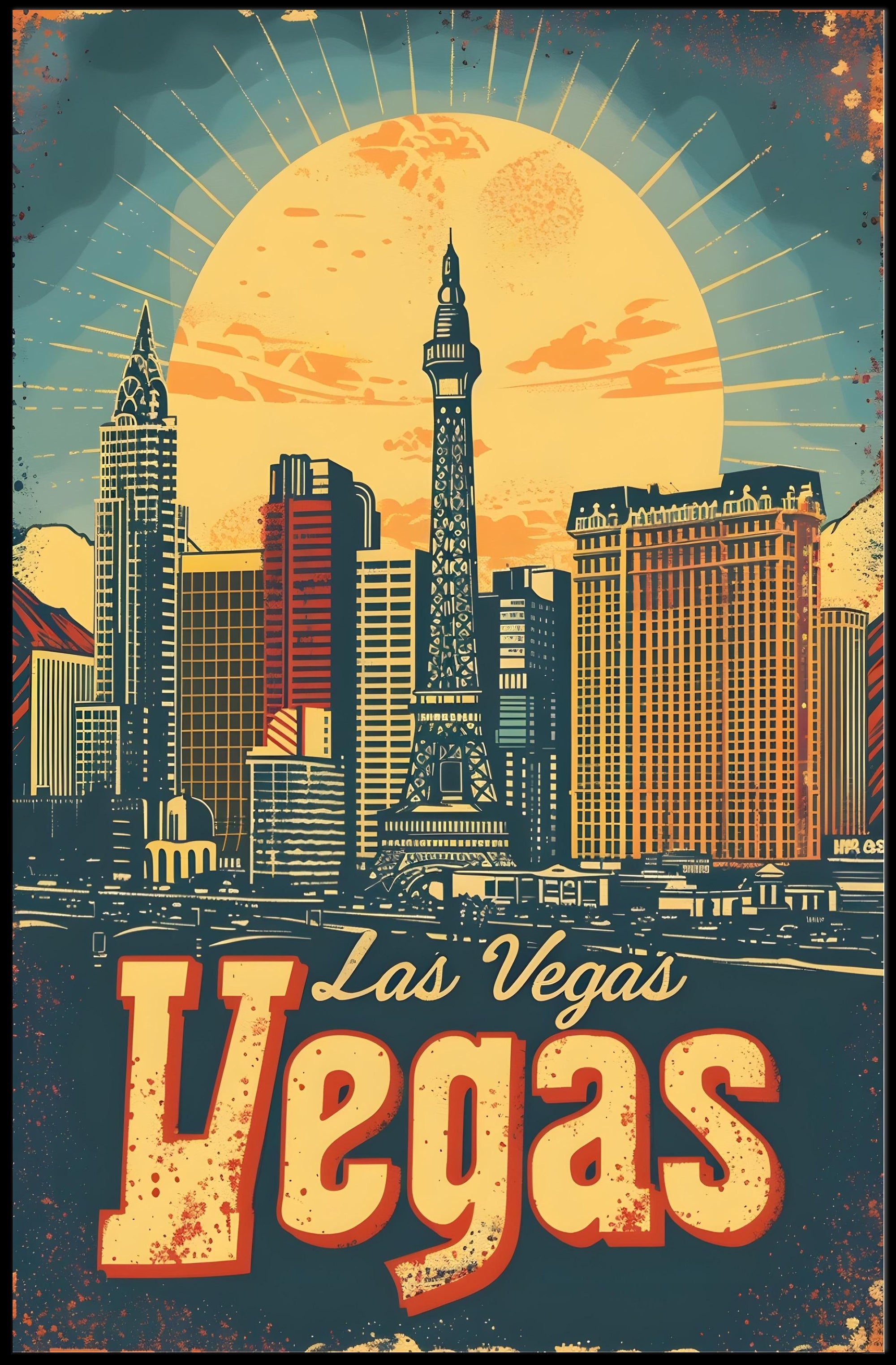 Las Vegas Skyline Poster: Vibrant Travel Art Dรฉcor Travel Poster