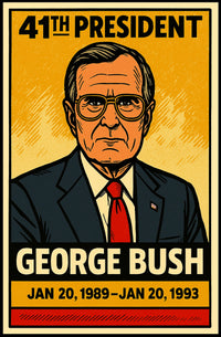 George H. W. Bush 41st President of the United States Inked Comic Style Poster