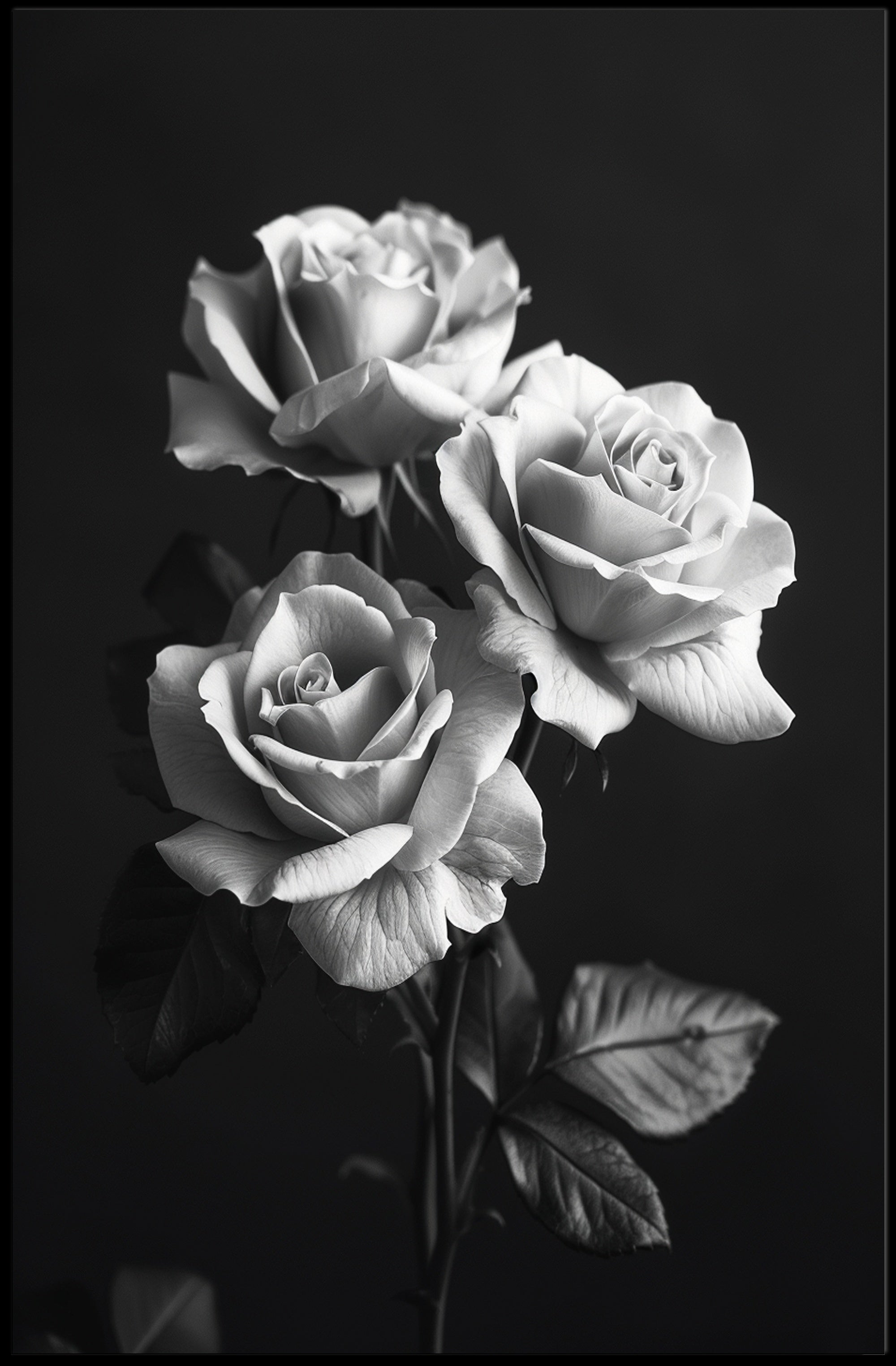 Elegant Black and White Rose Art Poster PosterGoat