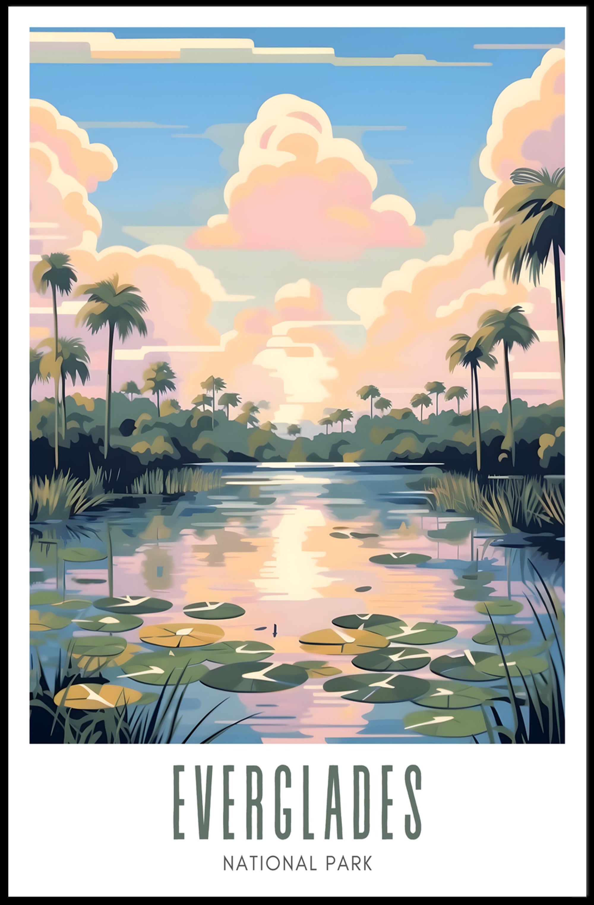 Everglades Travel Poster Serene Landscape Wall Art