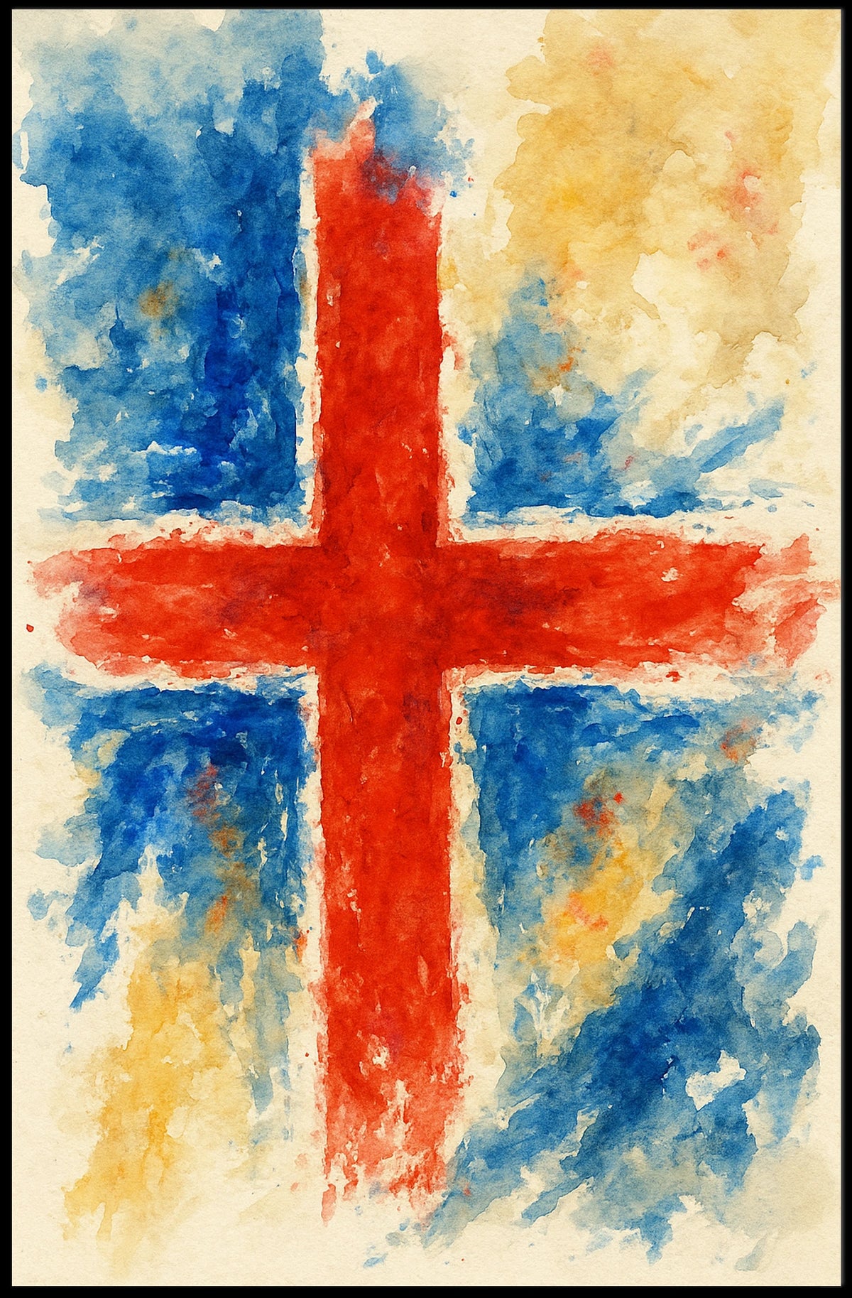 Abstract Cross In Watercolor Abstract Poster