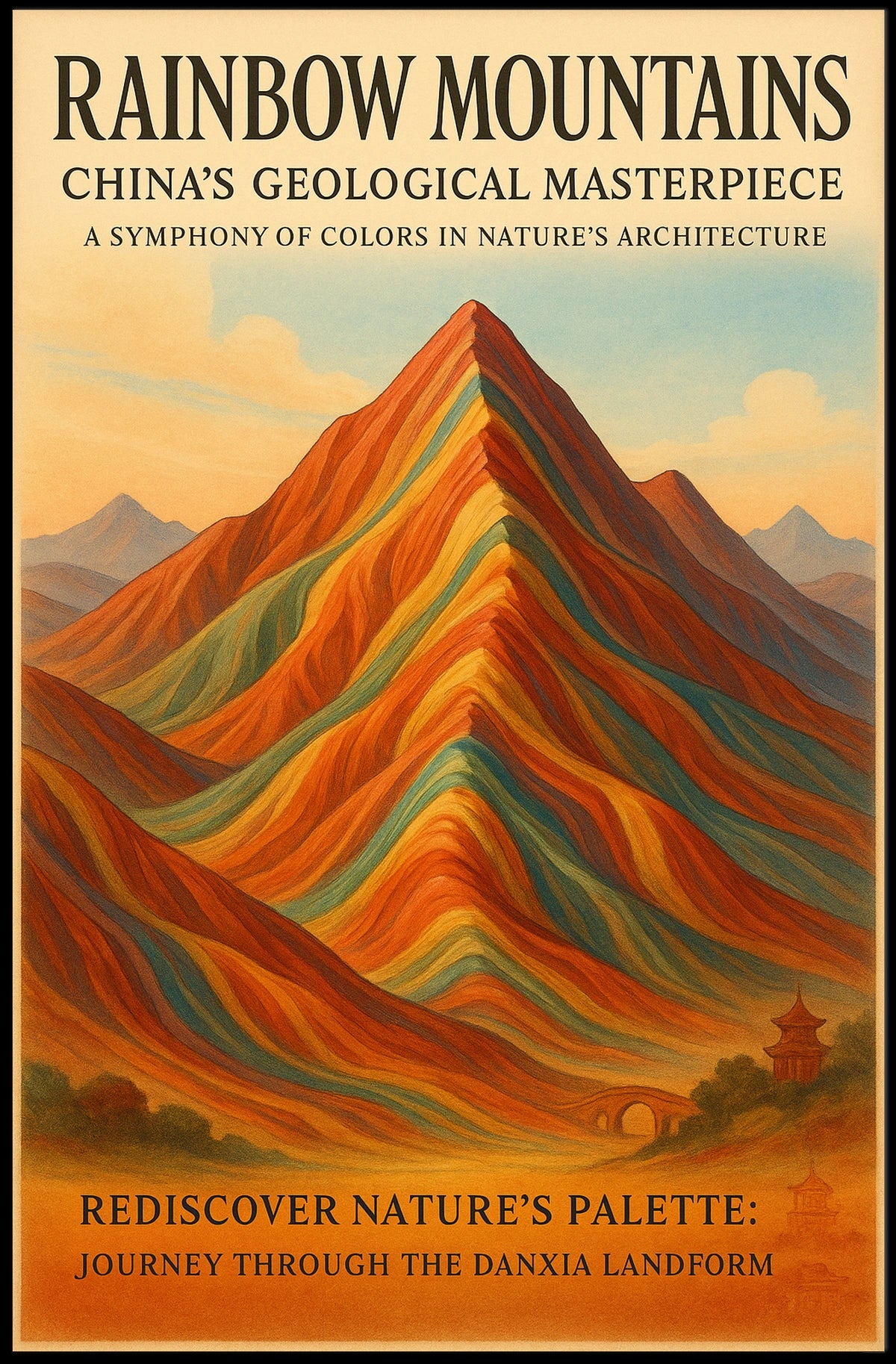 Rainbow Mountains ChinaS Geological Poster