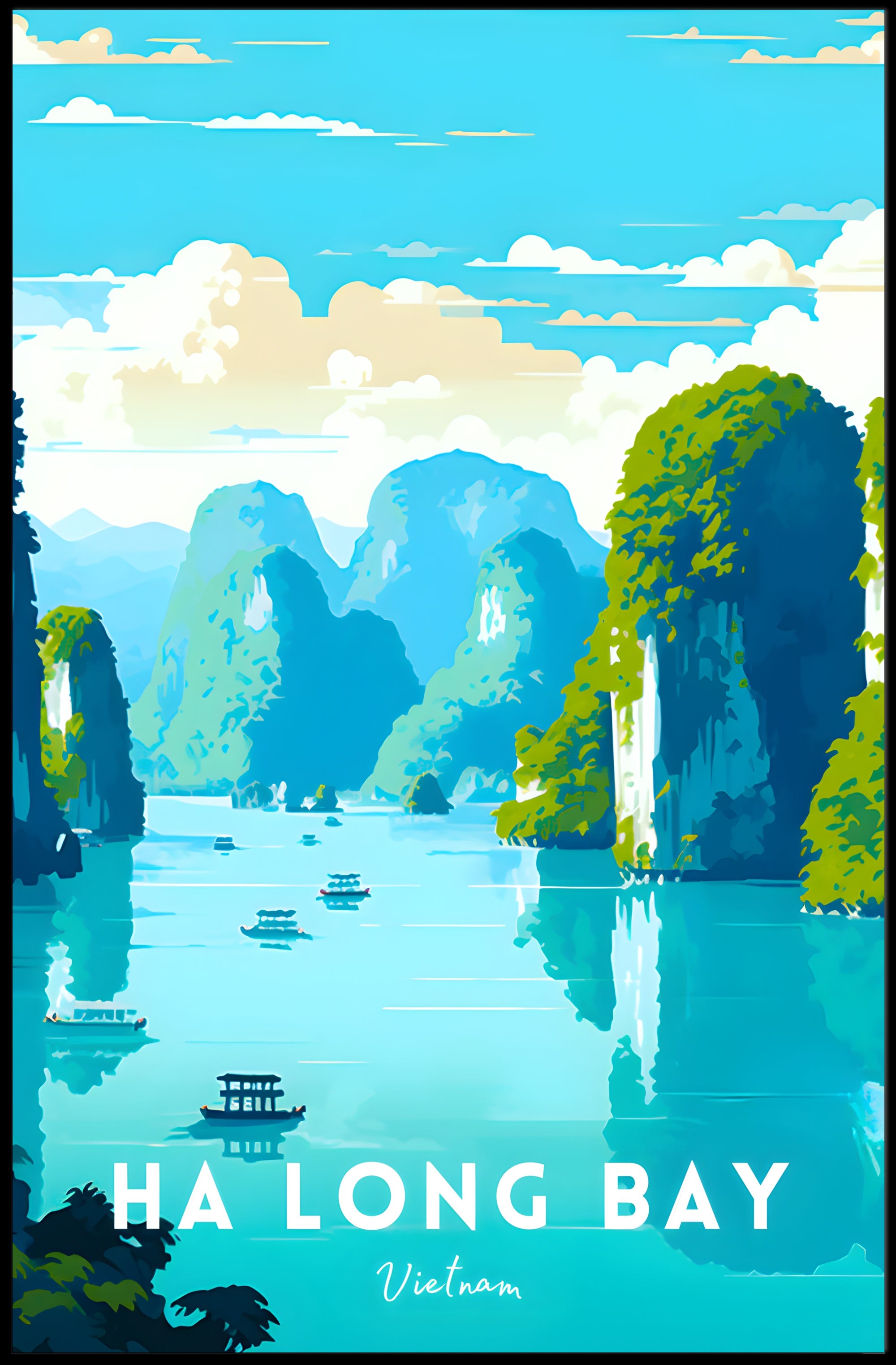Ha Long Bay Seascape Exploration Travel Poster