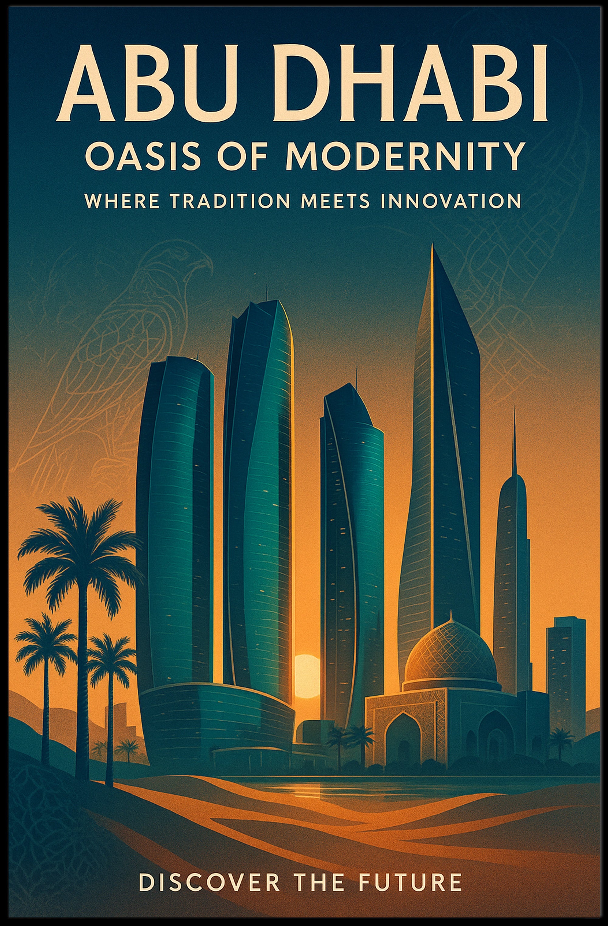 Abu Dhabi Skyline: Tradition Meets Modernity Travel Poster