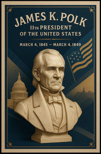 James K. Polk Bust Presidential History Poster