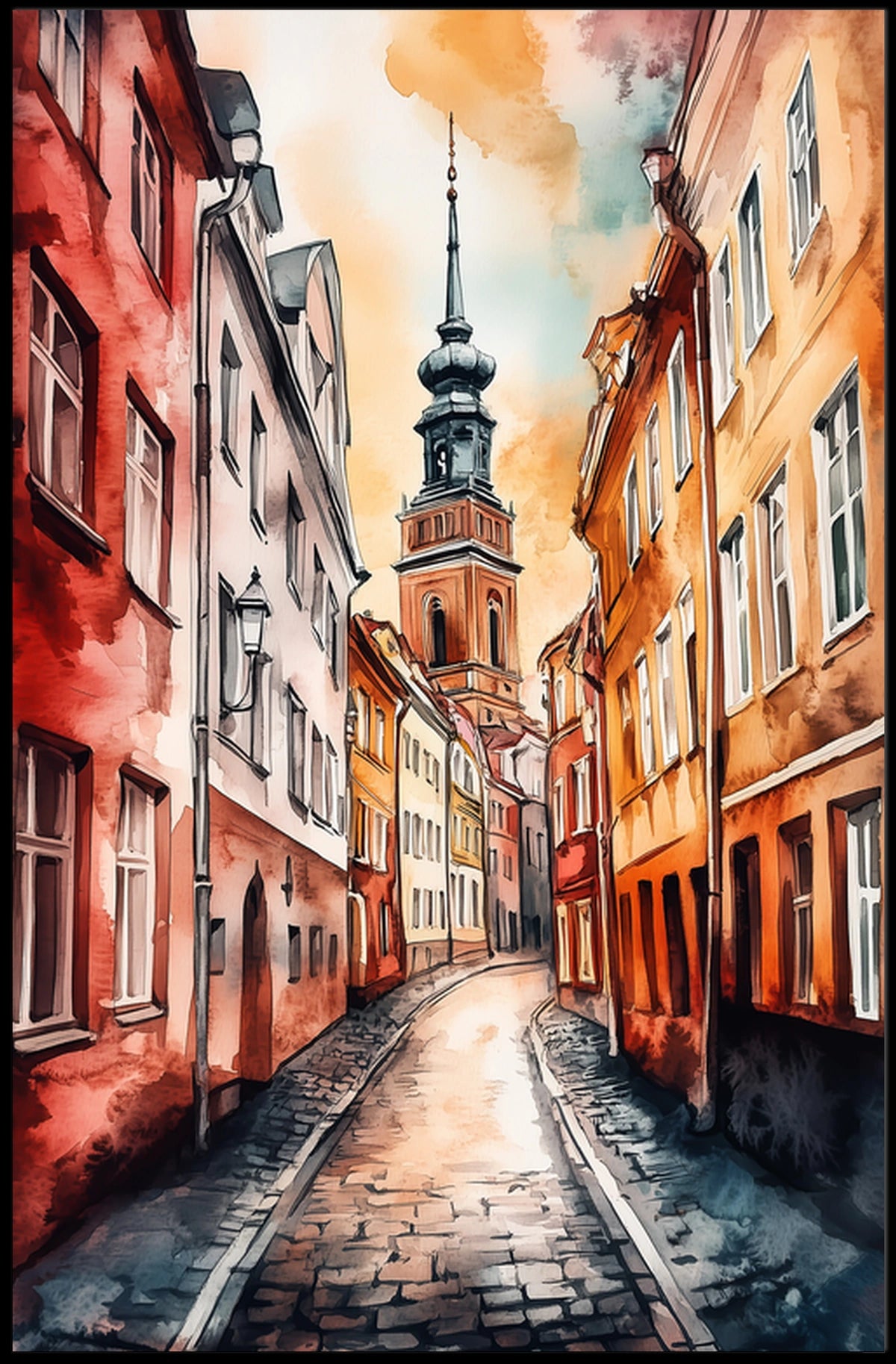 Latvia Riga Old Town and St Peters Church View Poster