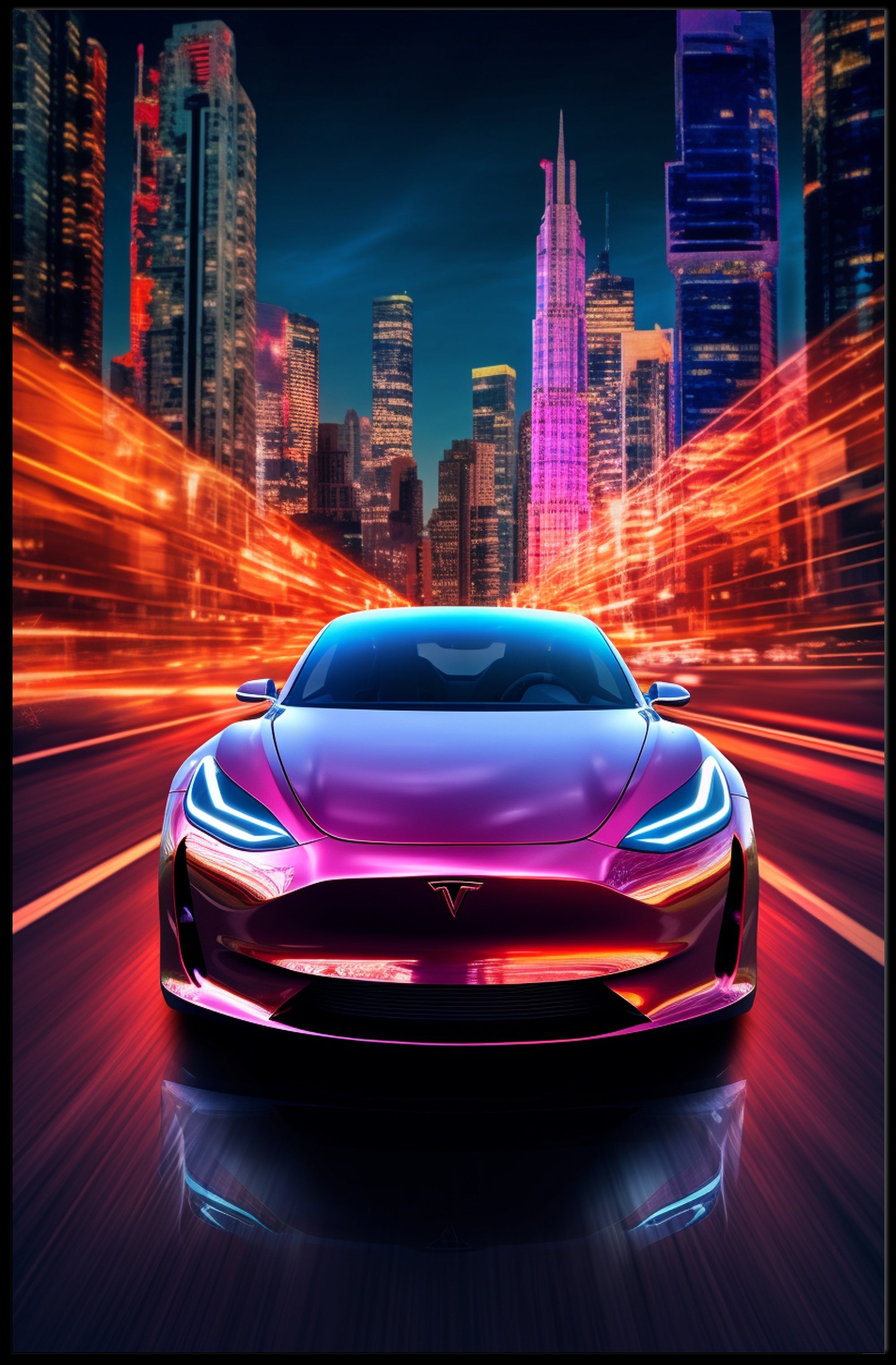 Futuristic Night Drive Poster PosterGoat