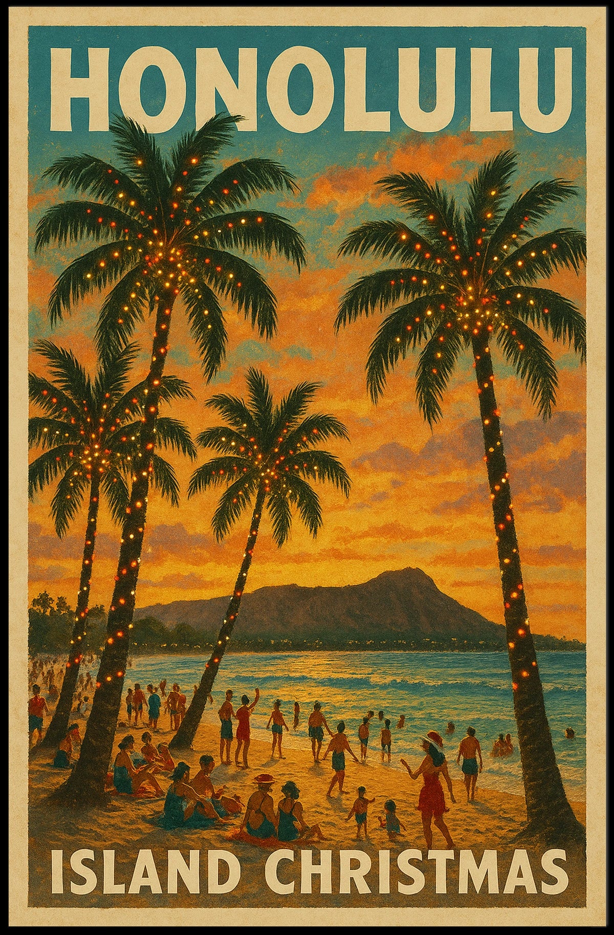 Island Christmas in Honolulu Poster