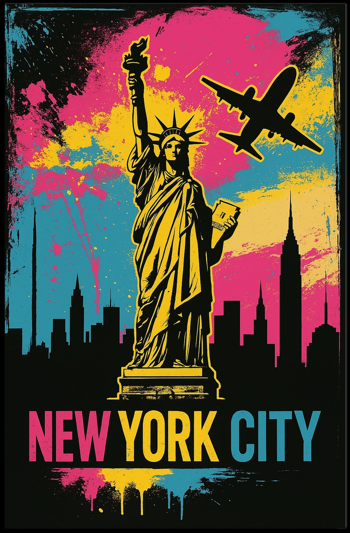 Statue Of Liberty NYC Skyline Poster Abstract Wall Art
